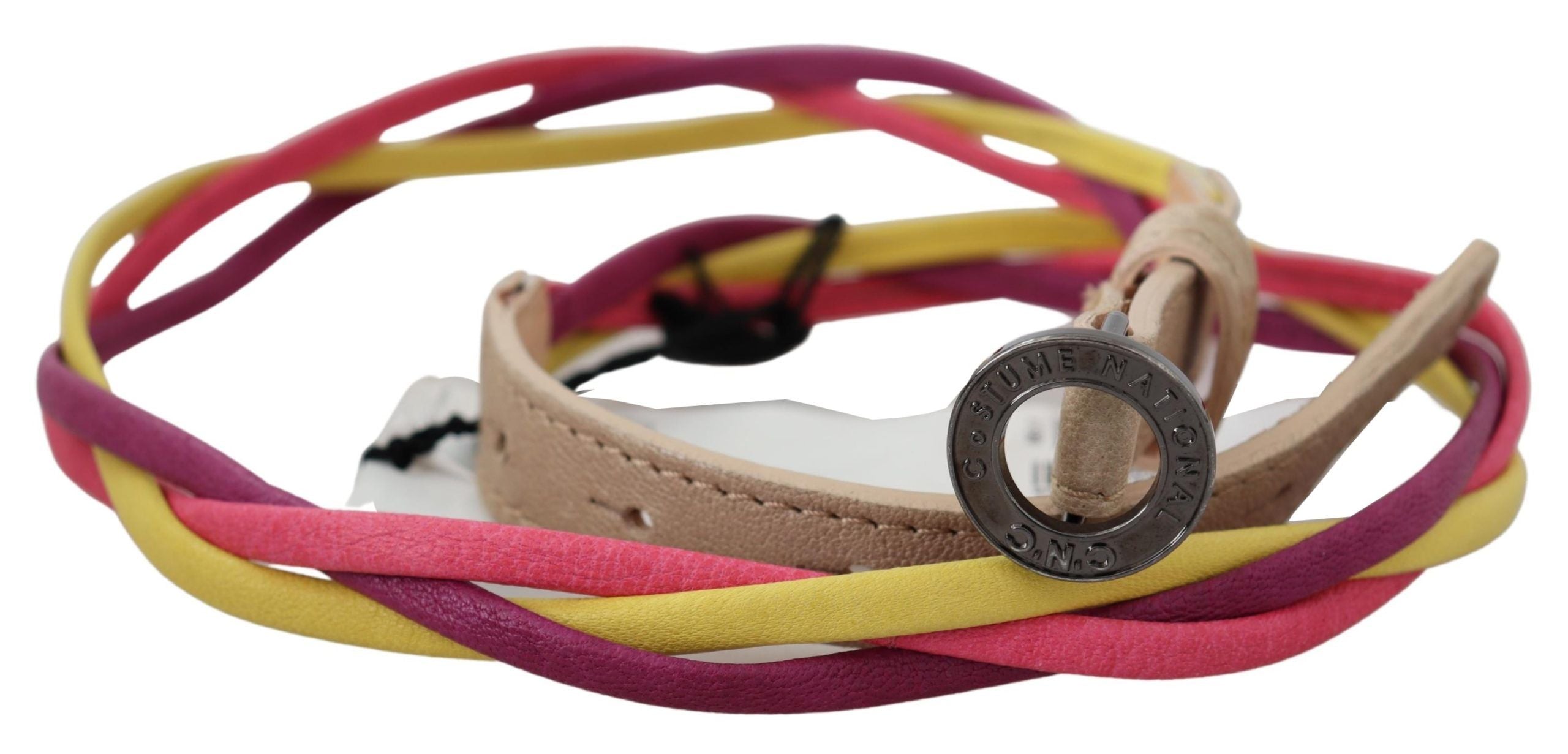 Multicolor Twisted Faux Leather Belt - ventzia
