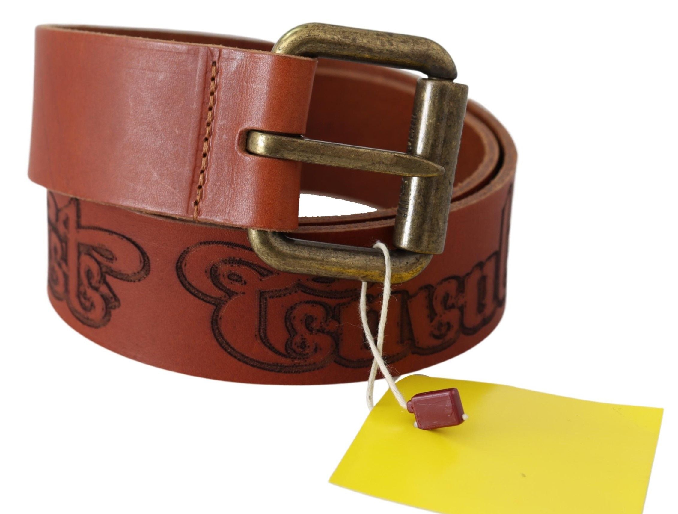 Chic Brown Leather Logo Waist Belt - ventzia