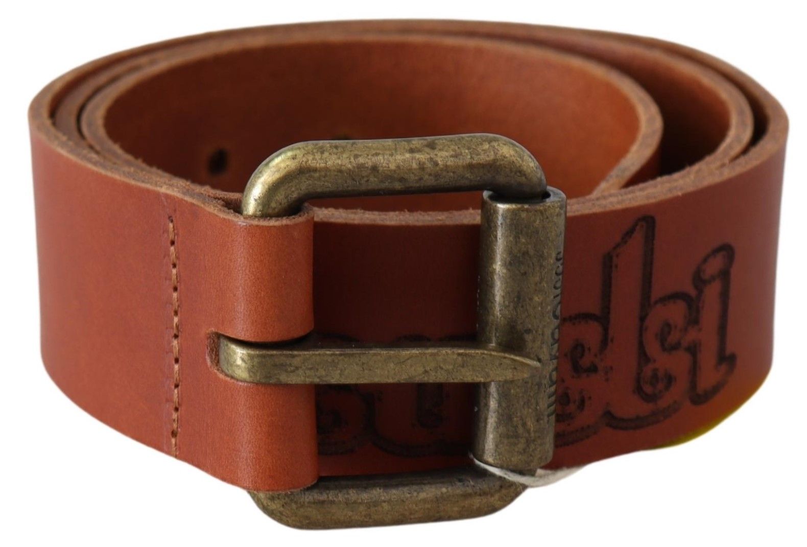 Chic Brown Leather Logo Waist Belt - ventzia