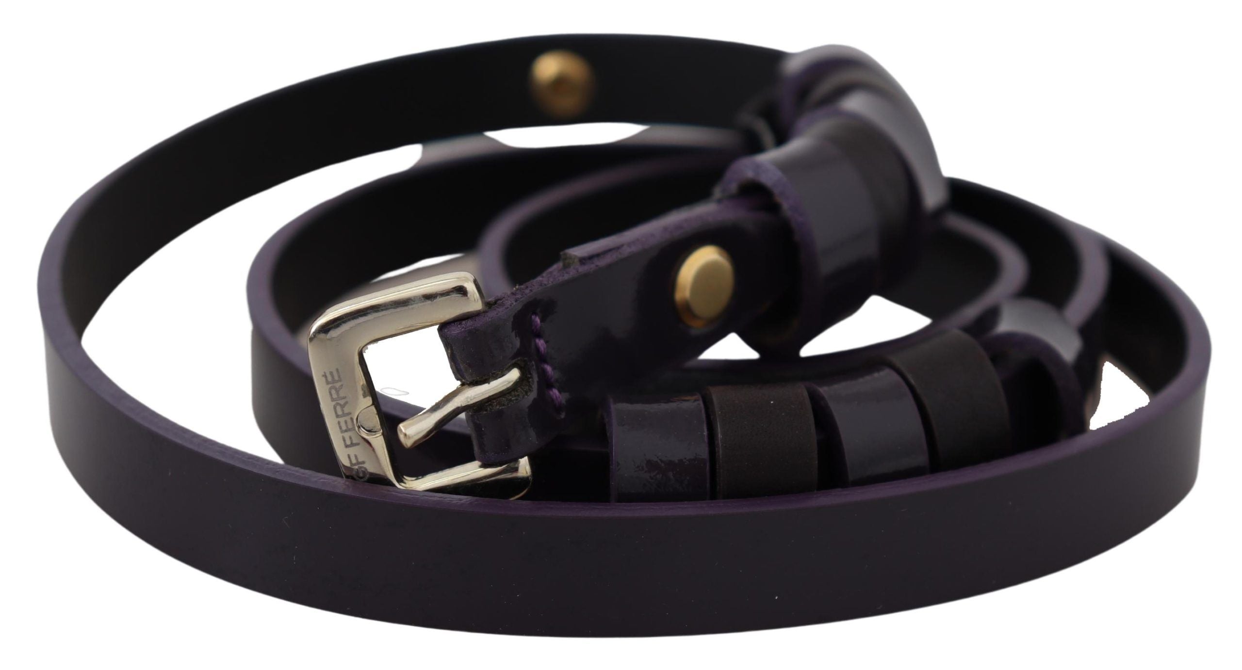 Chic Black Leather Belt with Chrome Silver Tone Buckle - ventzia