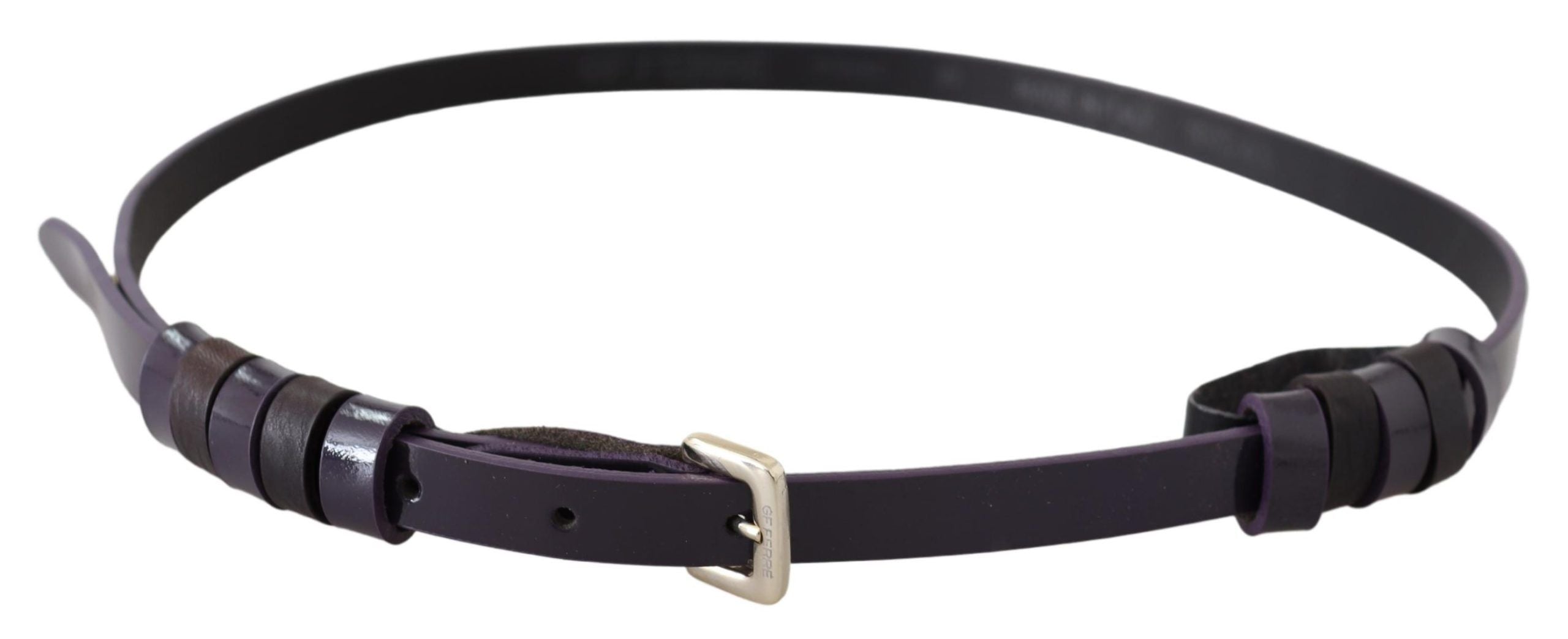 Chic Black Leather Belt with Chrome Silver Tone Buckle - ventzia