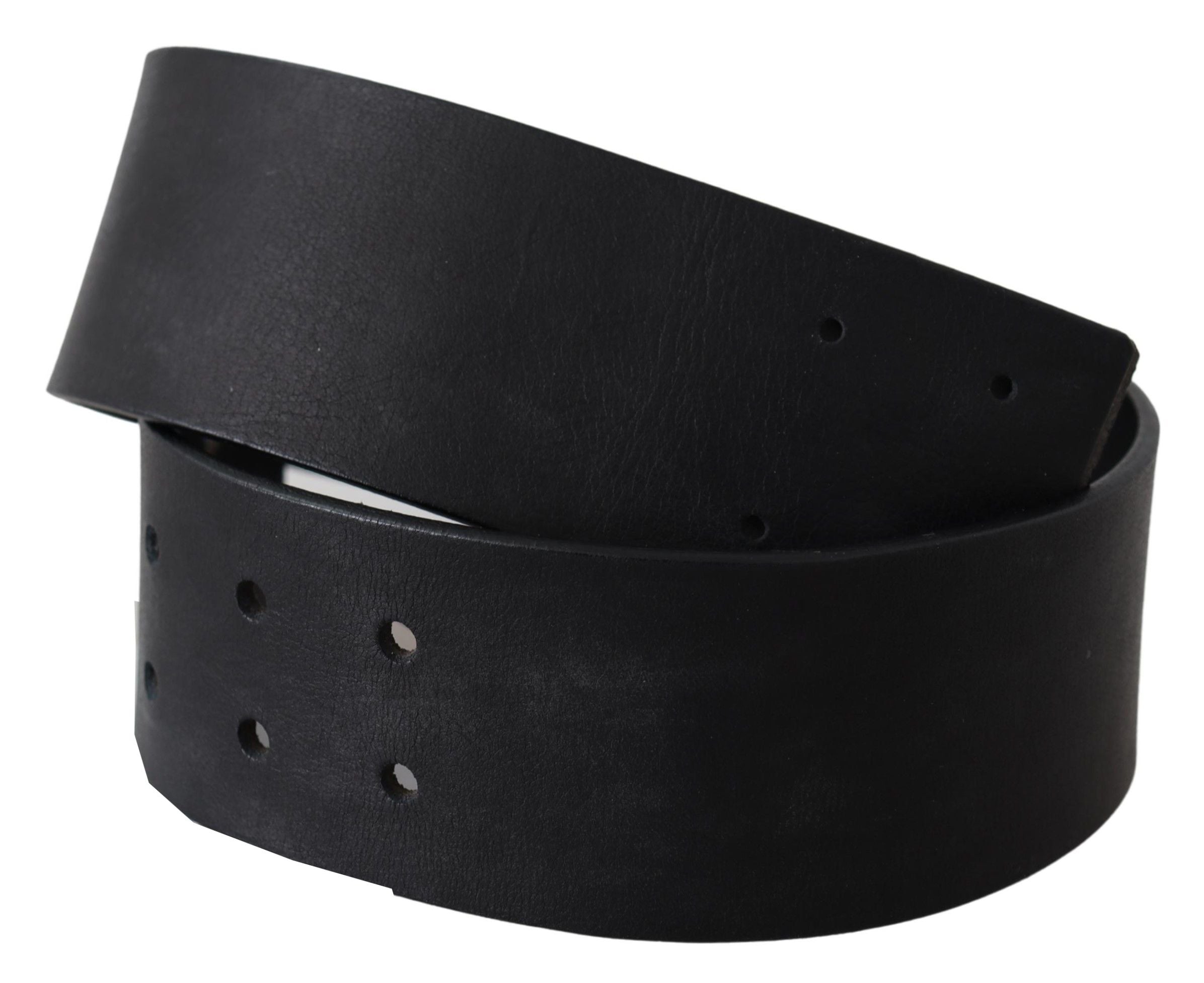 Elegant Solid Black Leather Belt - ventzia