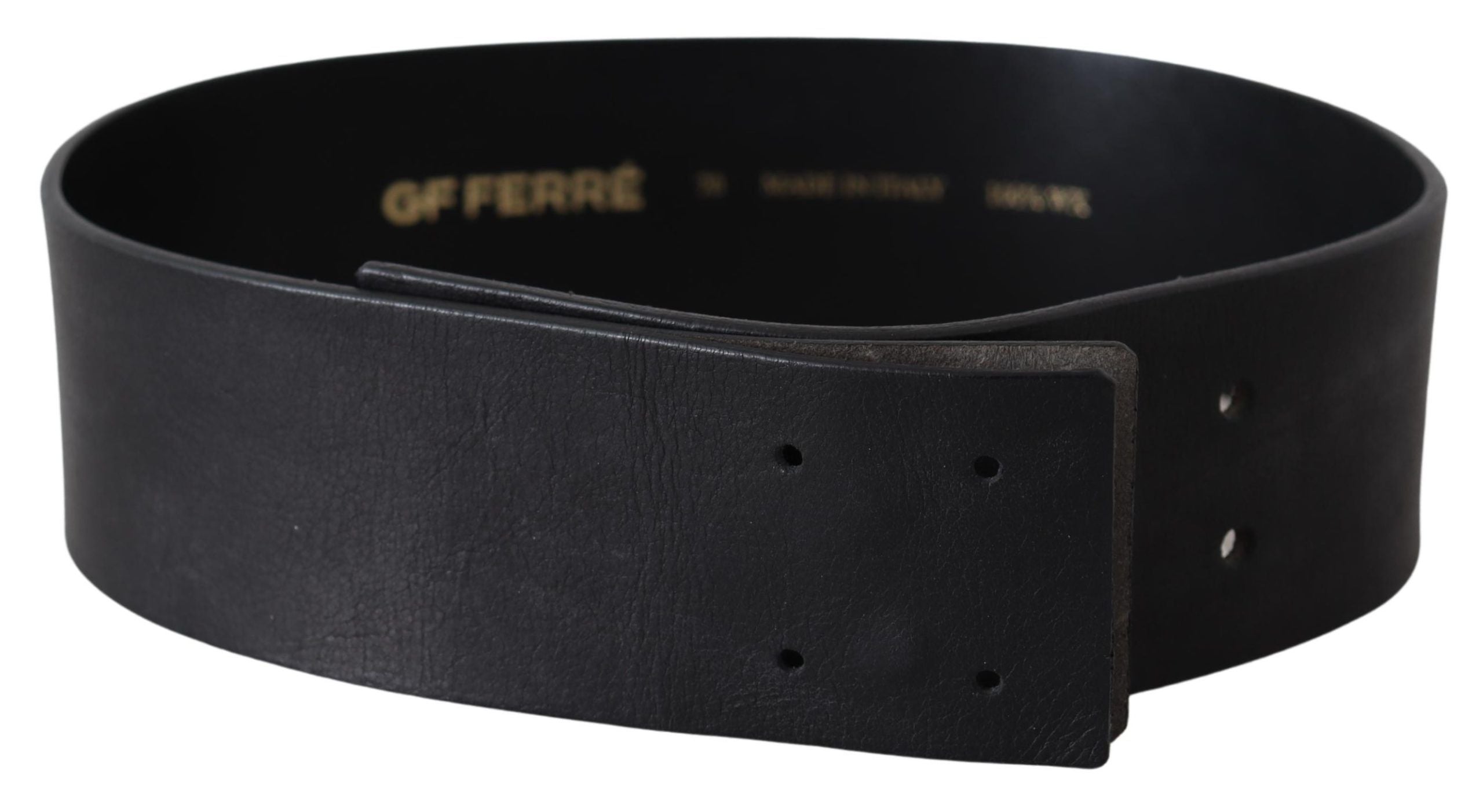Elegant Solid Black Leather Belt - ventzia