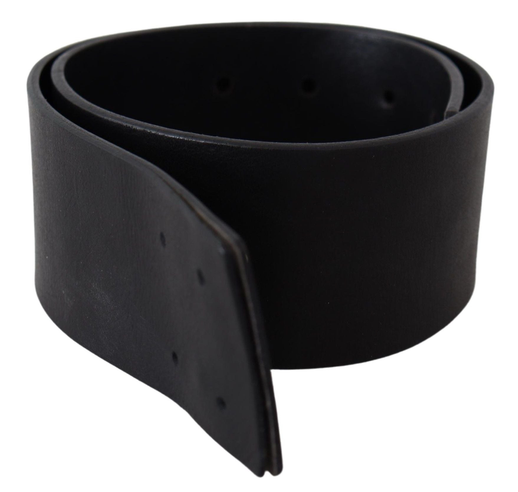 Elegant Solid Black Leather Belt - ventzia
