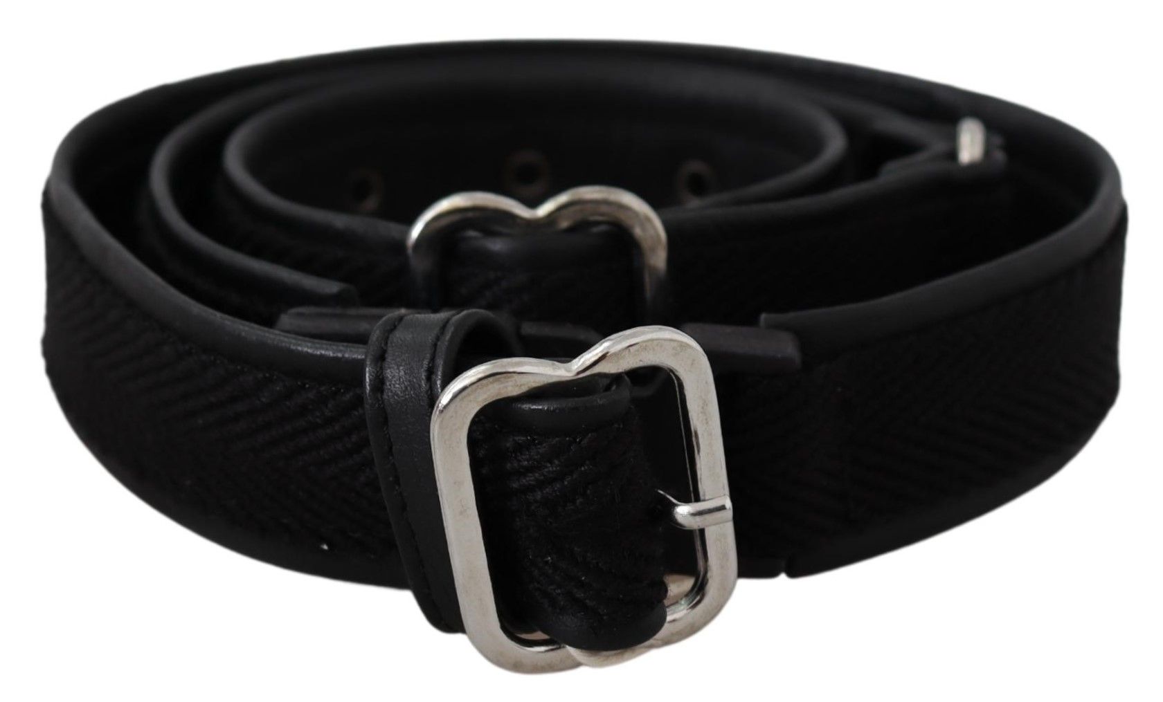 Chic Black Leather Waist Belt with Chrome Buckle - ventzia
