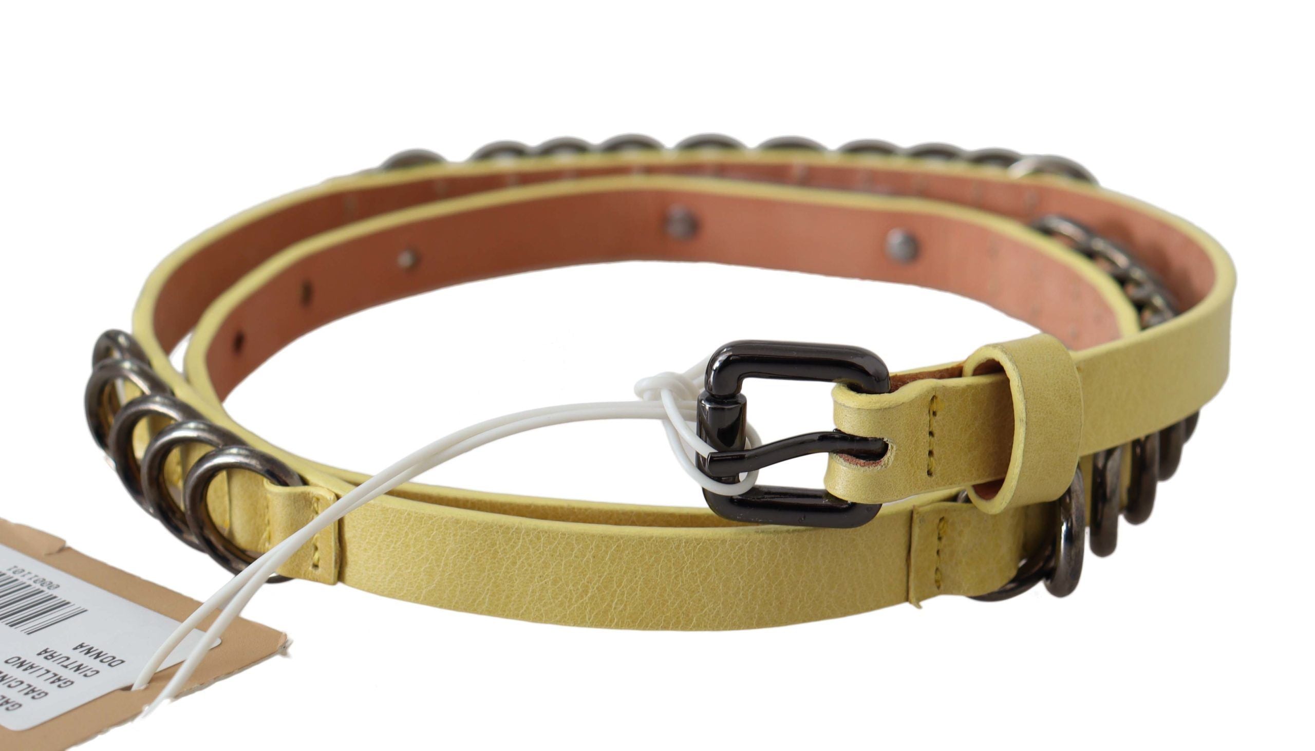 Chic Yellow Leather Skinny Belt - ventzia