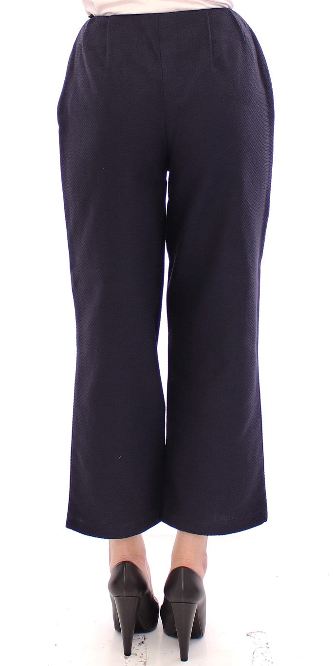 Chic Cropped Blue Pants - Exquisite Craftsmanship - ventzia