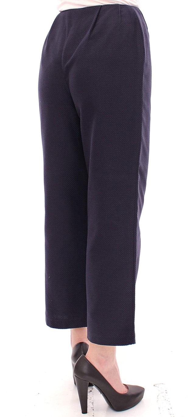 Chic Cropped Blue Pants - Exquisite Craftsmanship - ventzia