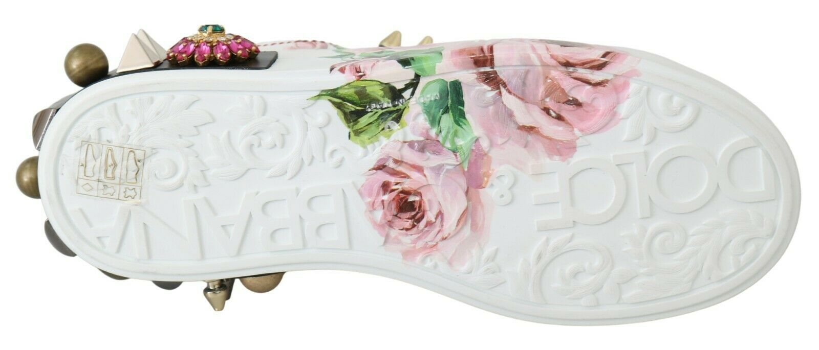Floral Crystal-Embellished Leather Sneakers - ventzia