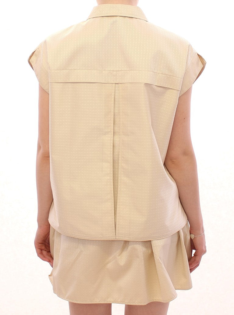 Elegant Beige Blouse Tank Top - ventzia