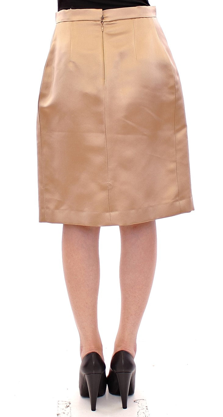 Elegant Silk Pleated Knee-Length Skirt - ventzia