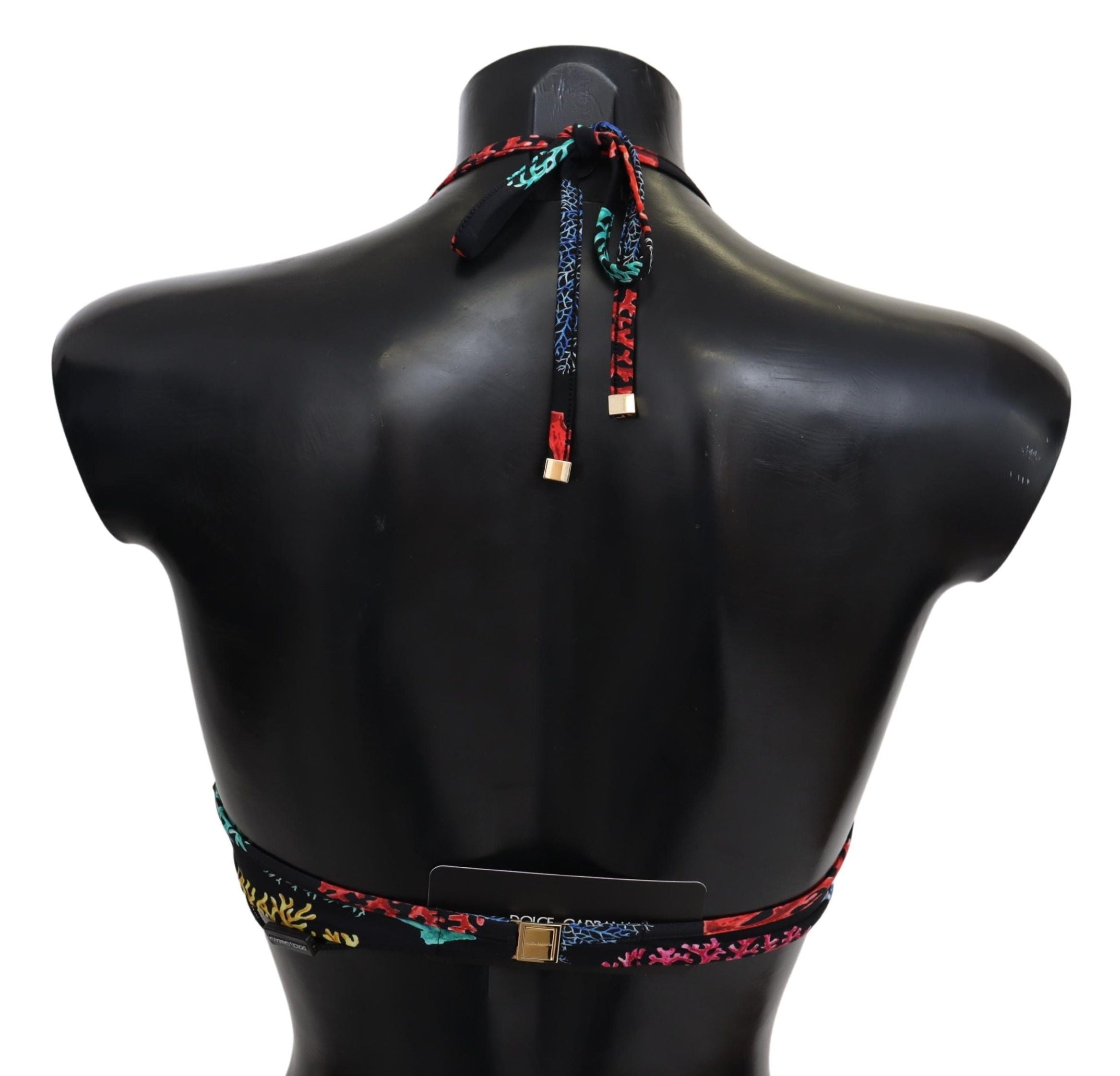 Chic Black Coral Print Bikini Top - ventzia