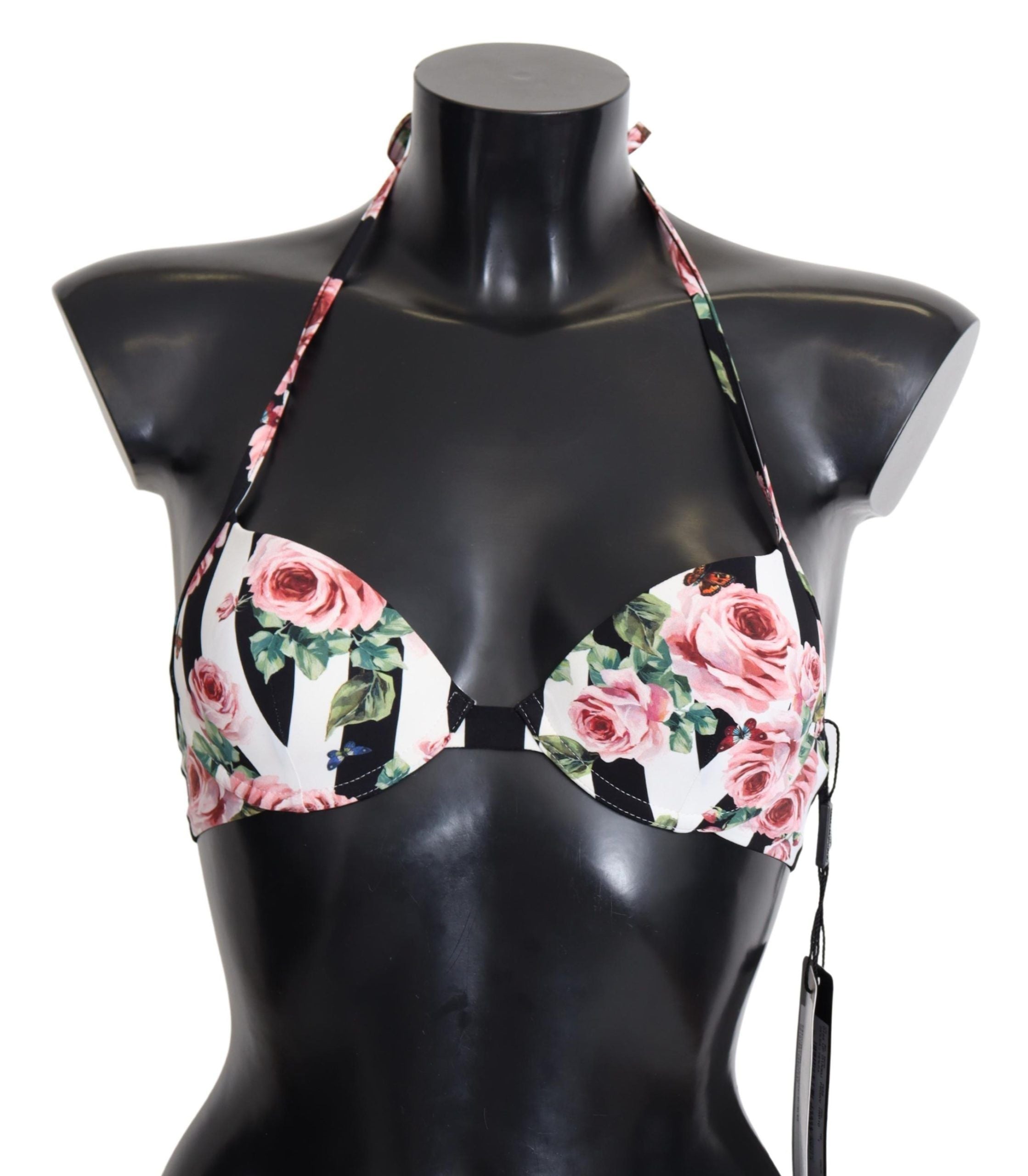 Chic Rose Print Bikini Top for Elegant Beach Days - ventzia