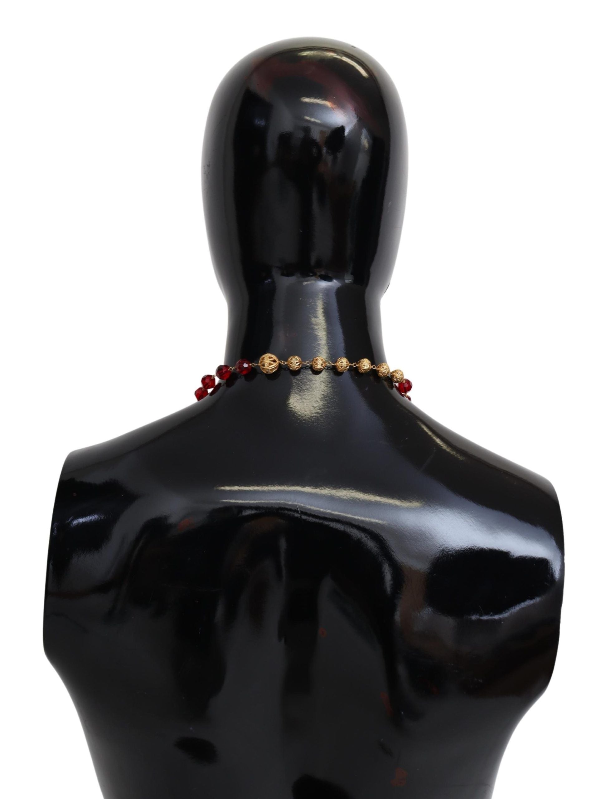Elegant Red Crystal Gold-Plated Necklace - ventzia