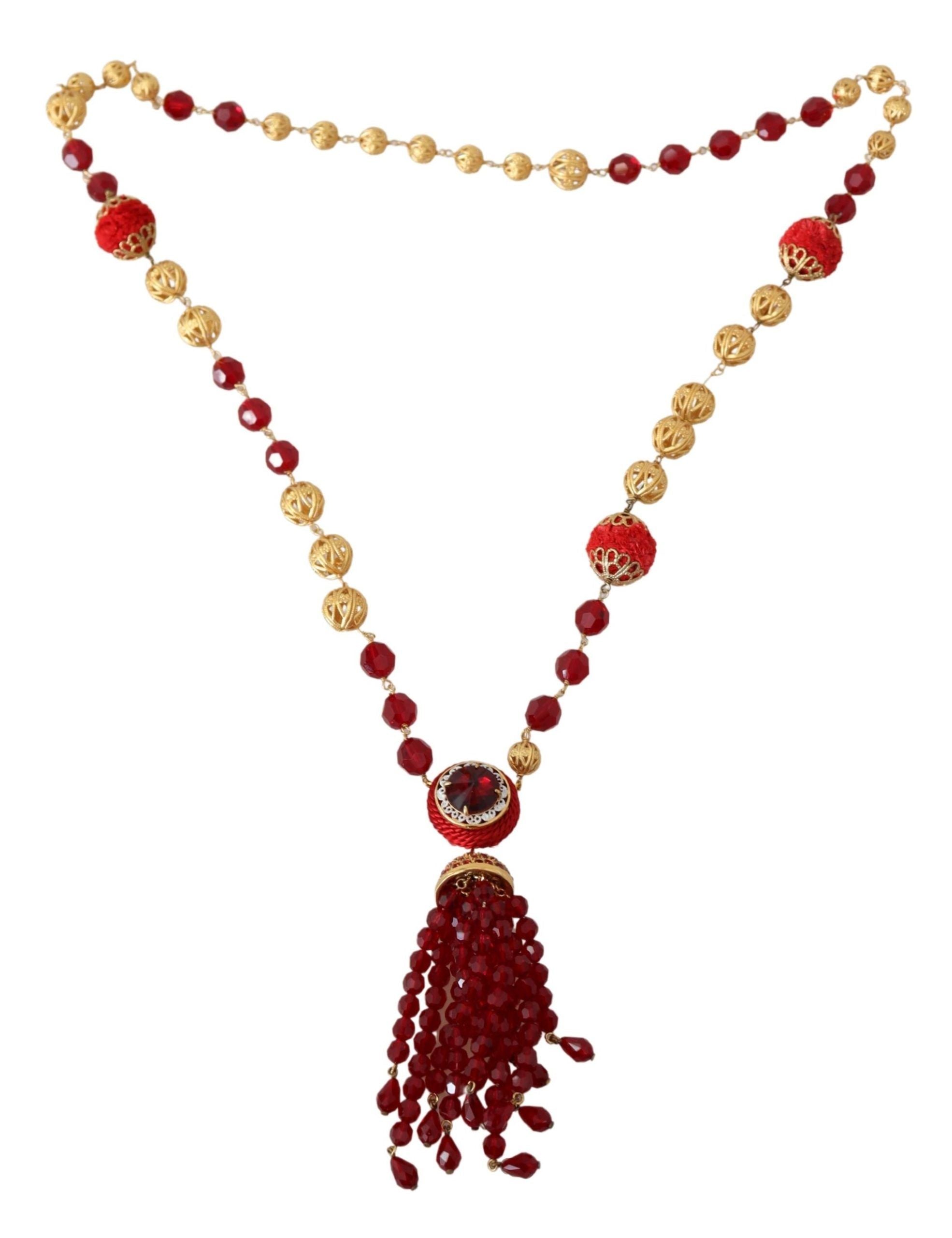 Elegant Red Crystal Gold-Plated Necklace - ventzia