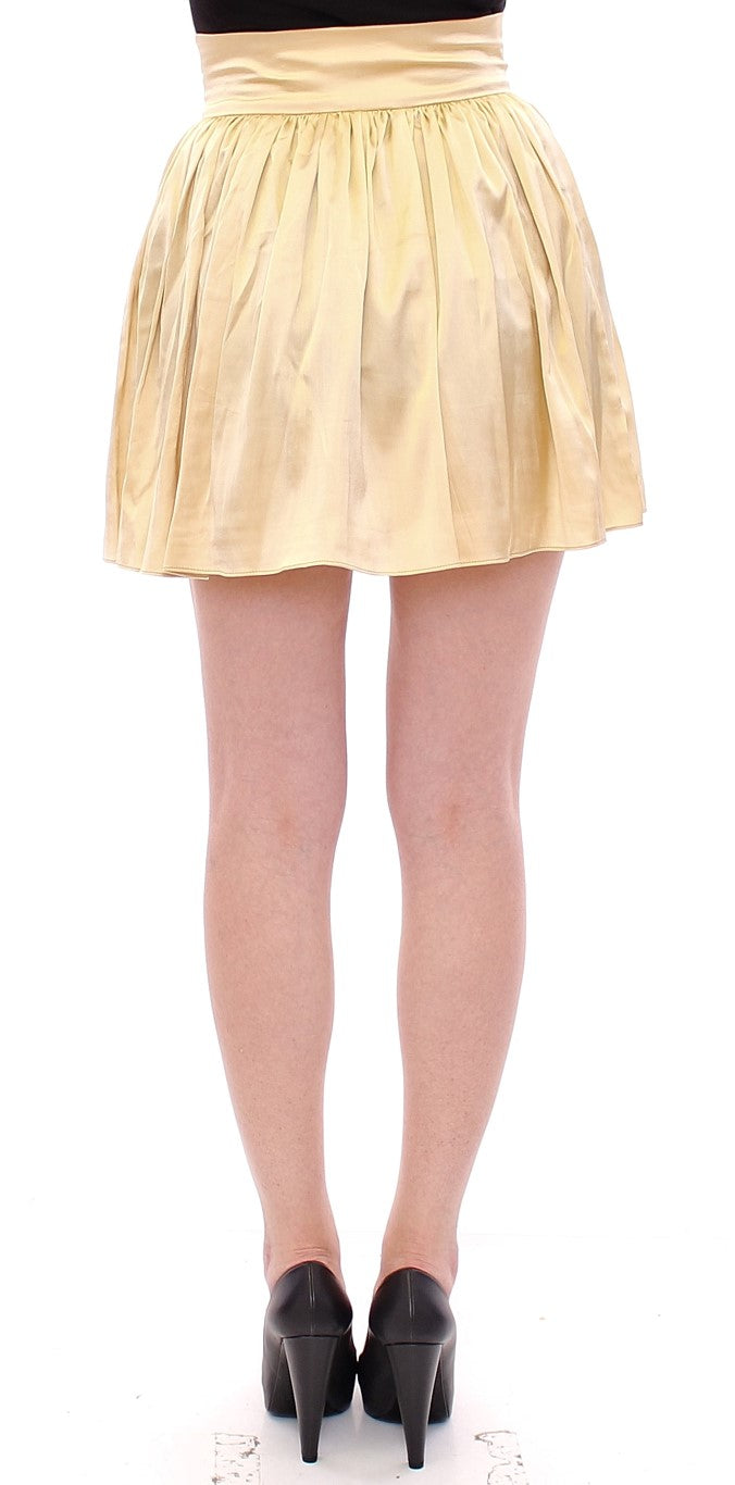 Chic Beige Floral Embroidered Mini Skirt - ventzia