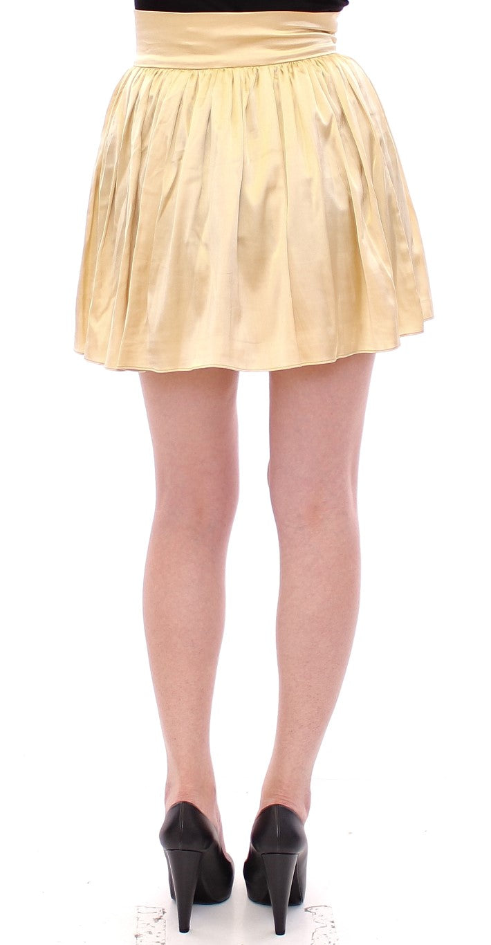 Chic Beige Floral Embroidered Mini Skirt - ventzia