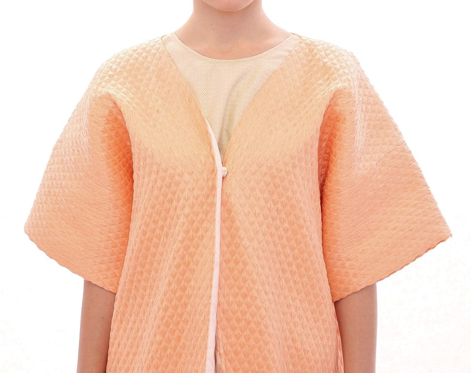Chic Pink Silk-Blend Short Sleeve Coat - ventzia