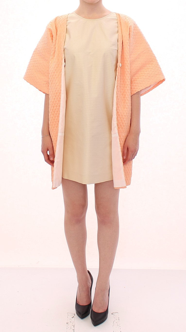 Chic Pink Silk-Blend Short Sleeve Coat - ventzia