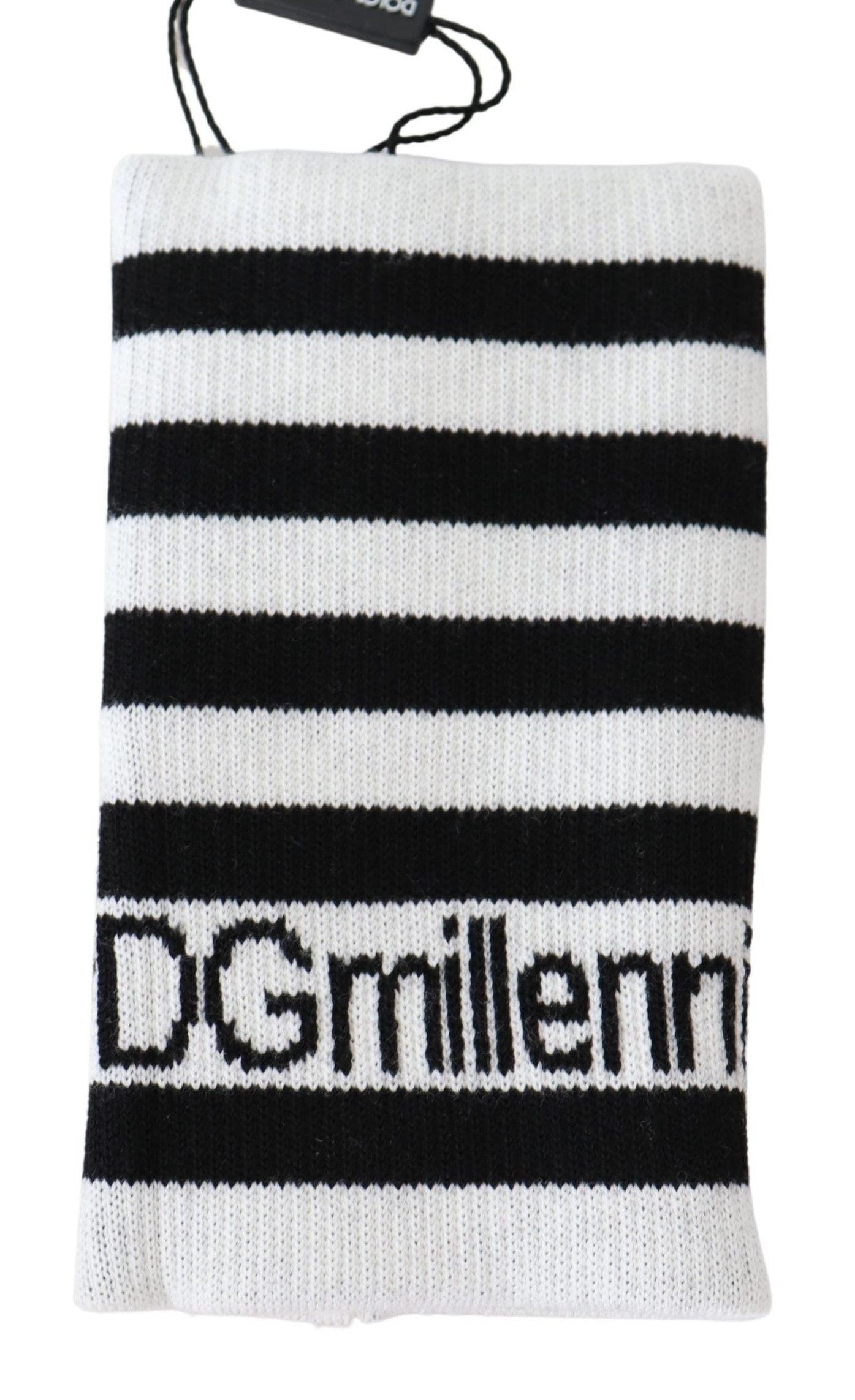 Elegant Black & White Wool Blend Wrist Wrap - ventzia