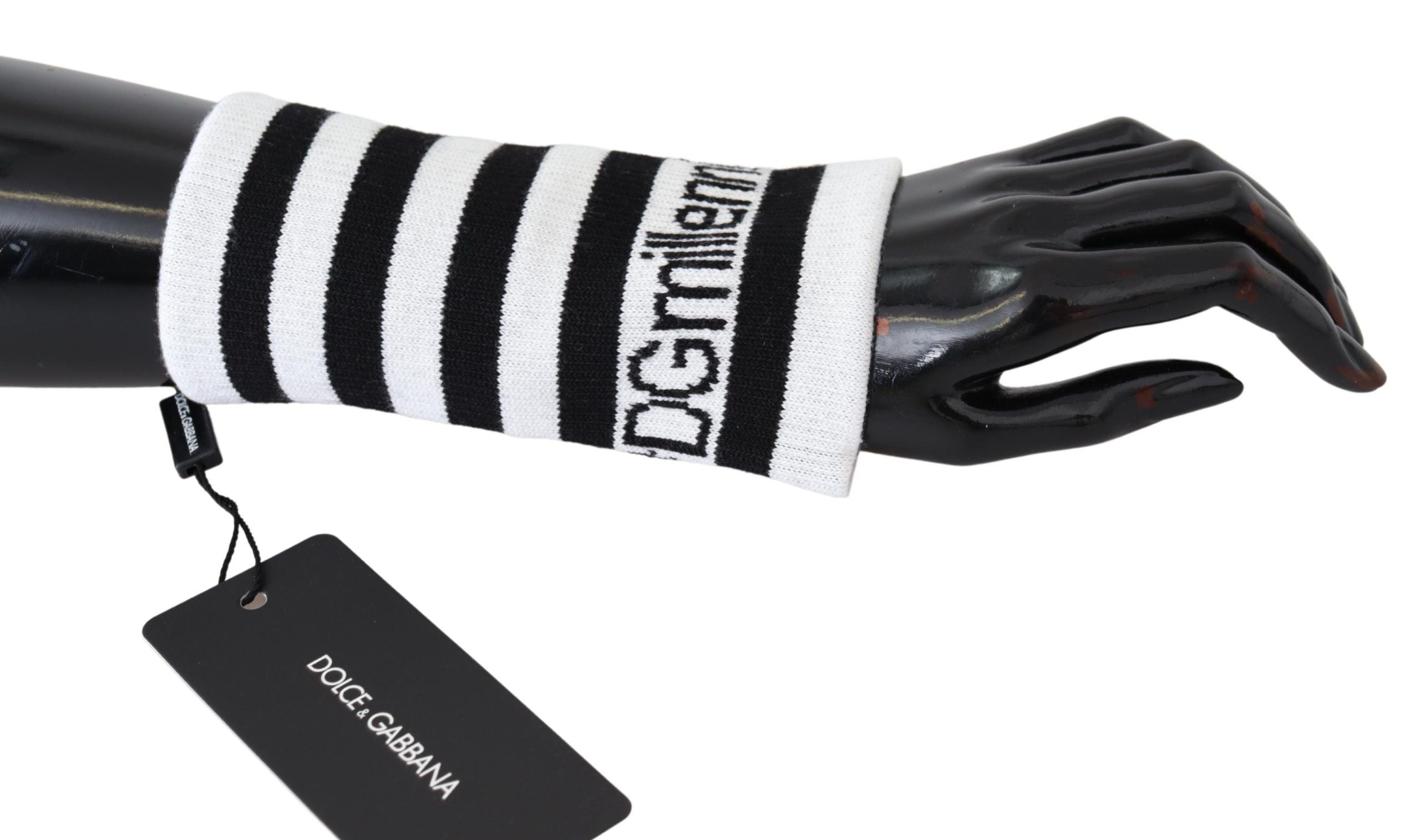 Elegant Black & White Wool Blend Wrist Wrap - ventzia