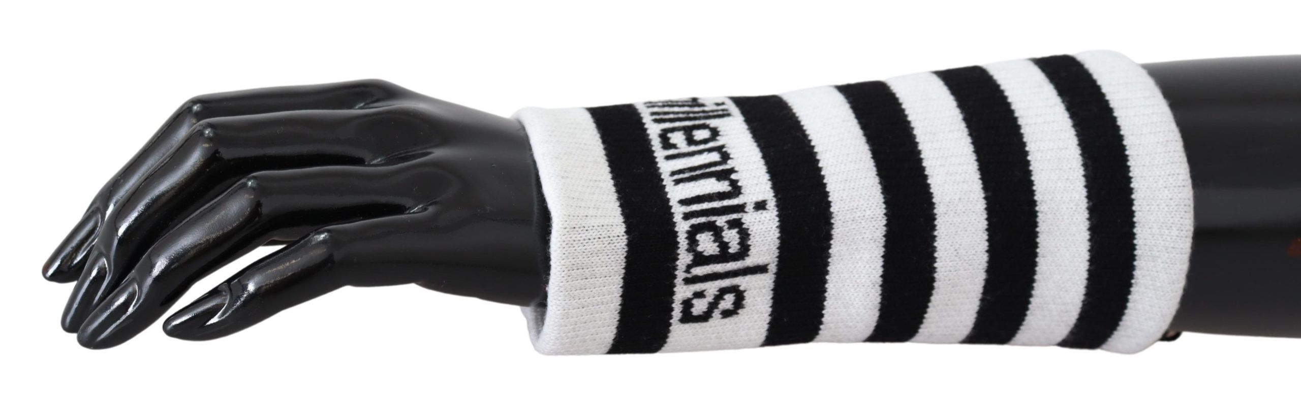 Elegant Black & White Wool Blend Wrist Wrap - ventzia