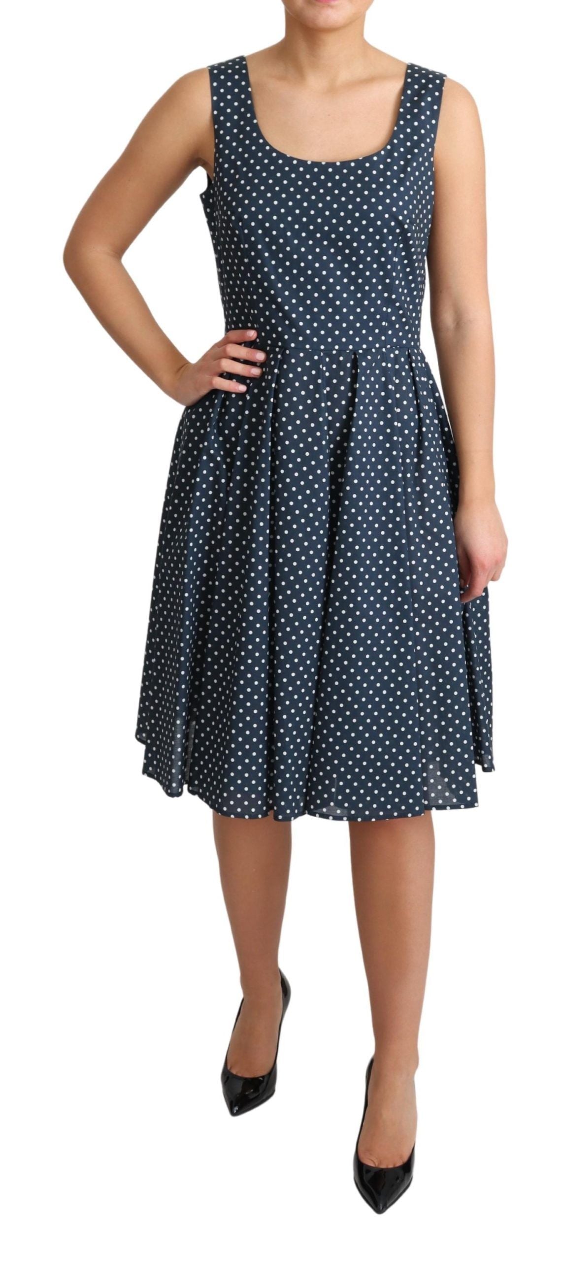 Polka Dot Sleeveless A-Line Dress - ventzia