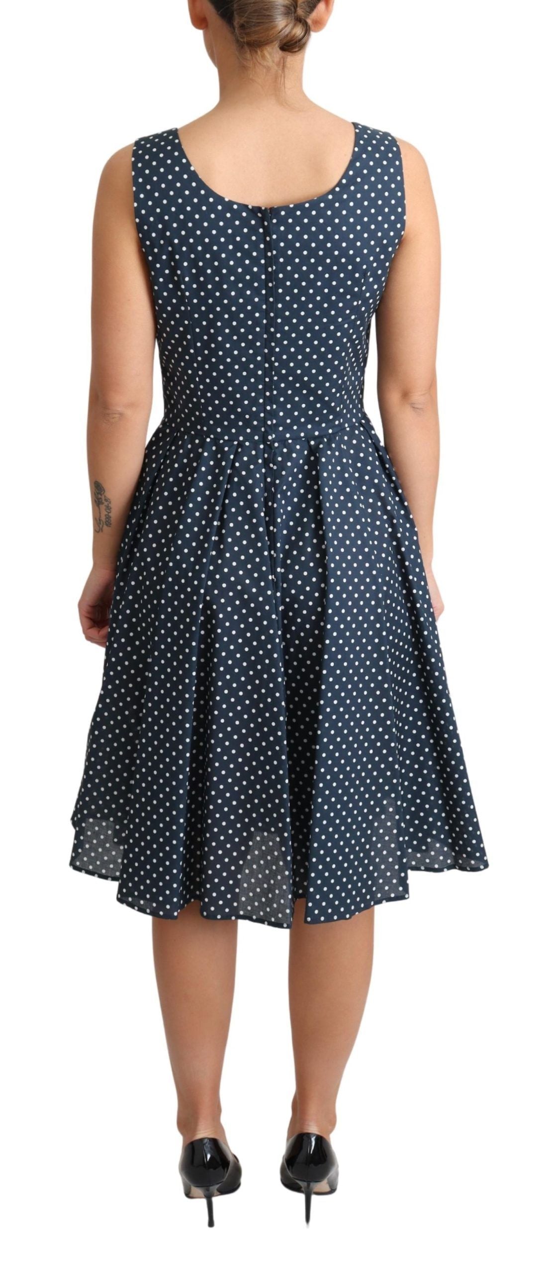 Polka Dot Sleeveless A-Line Dress - ventzia
