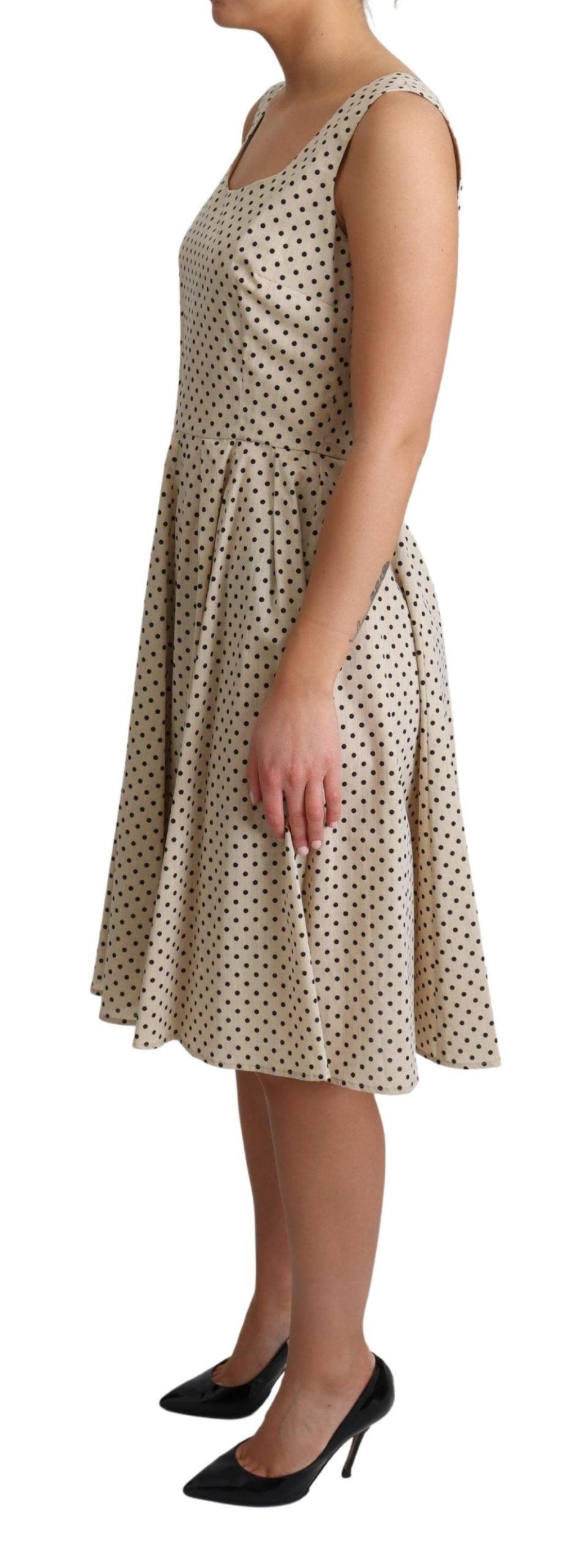 Elegant Polka Dot Sleeveless A-Line Dress - ventzia