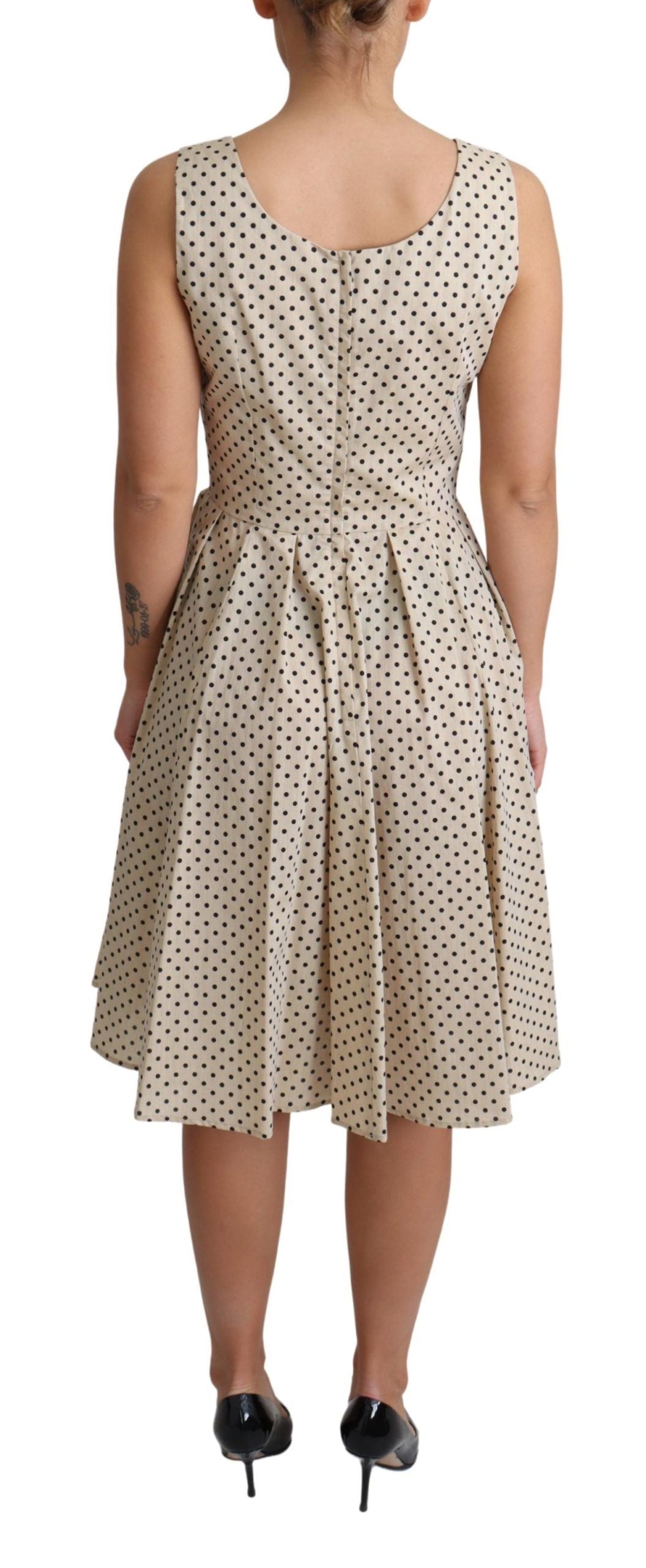 Elegant Polka Dot Sleeveless A-Line Dress - ventzia