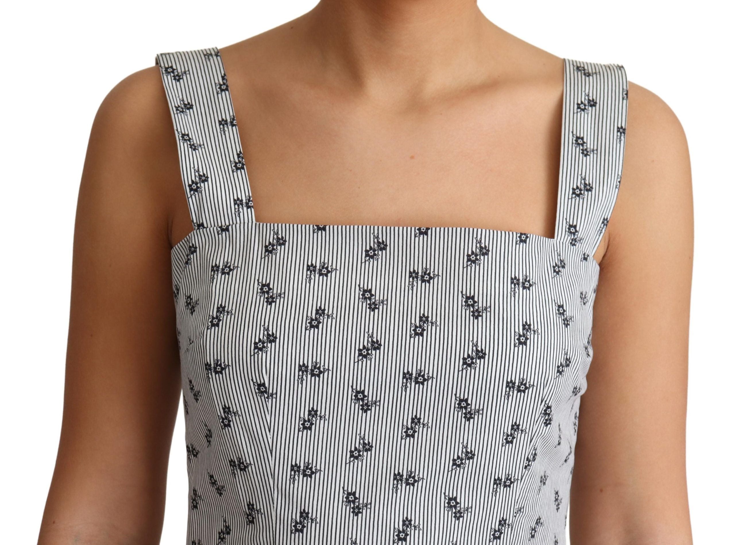 Elegant Striped Floral A-Line Dress - ventzia