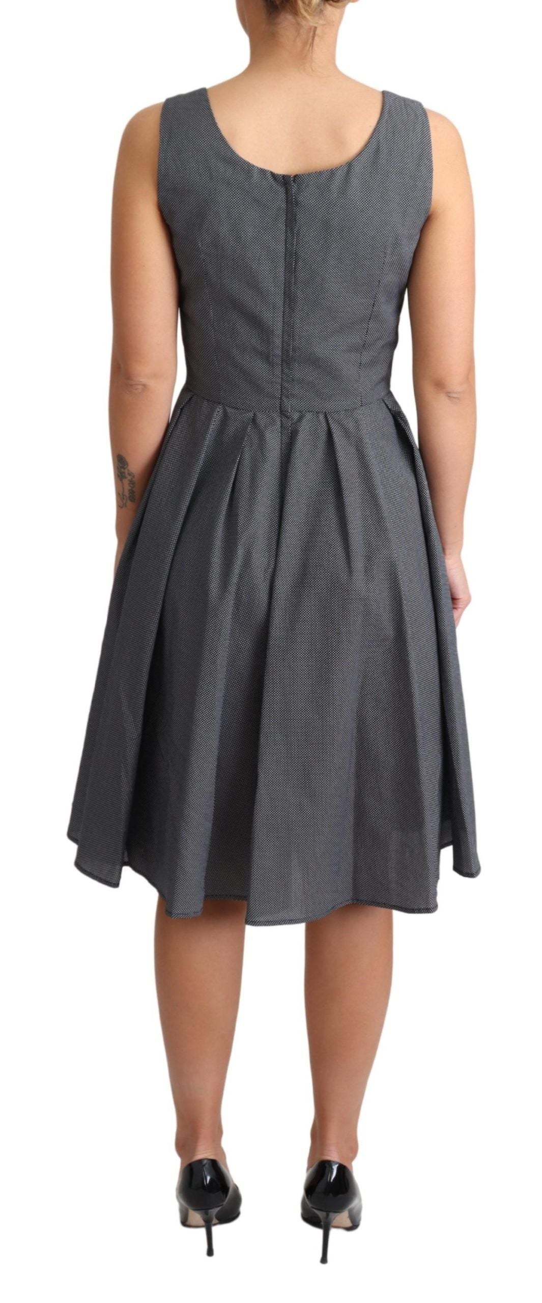 Elegant Sleeveless Polka Dot A-Line Dress - ventzia