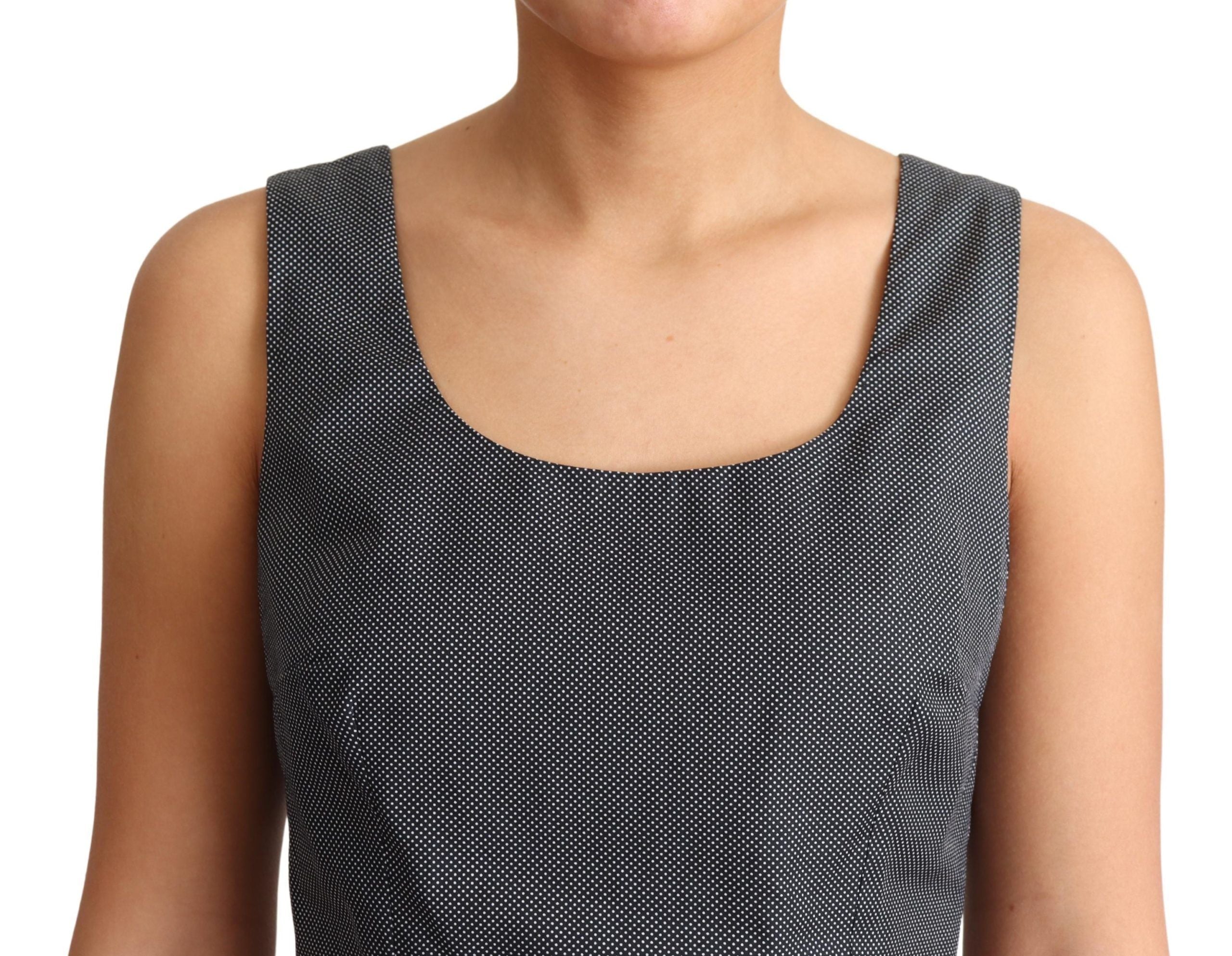 Elegant Sleeveless Polka Dot A-Line Dress - ventzia