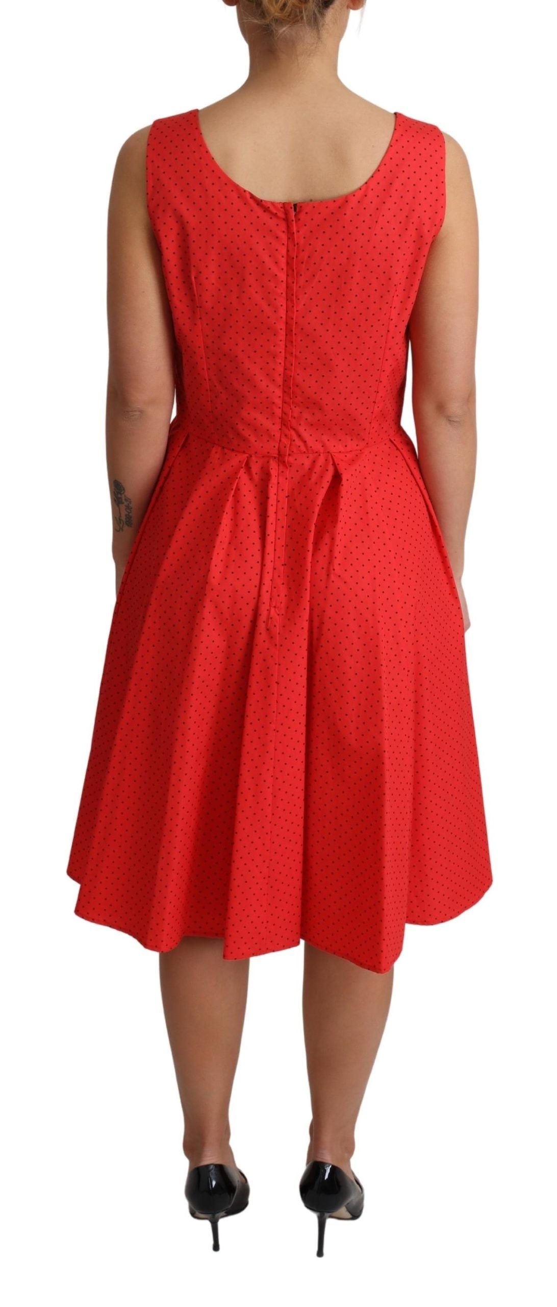 Elegant Polka Dotted A-Line Sleeveless Dress - ventzia