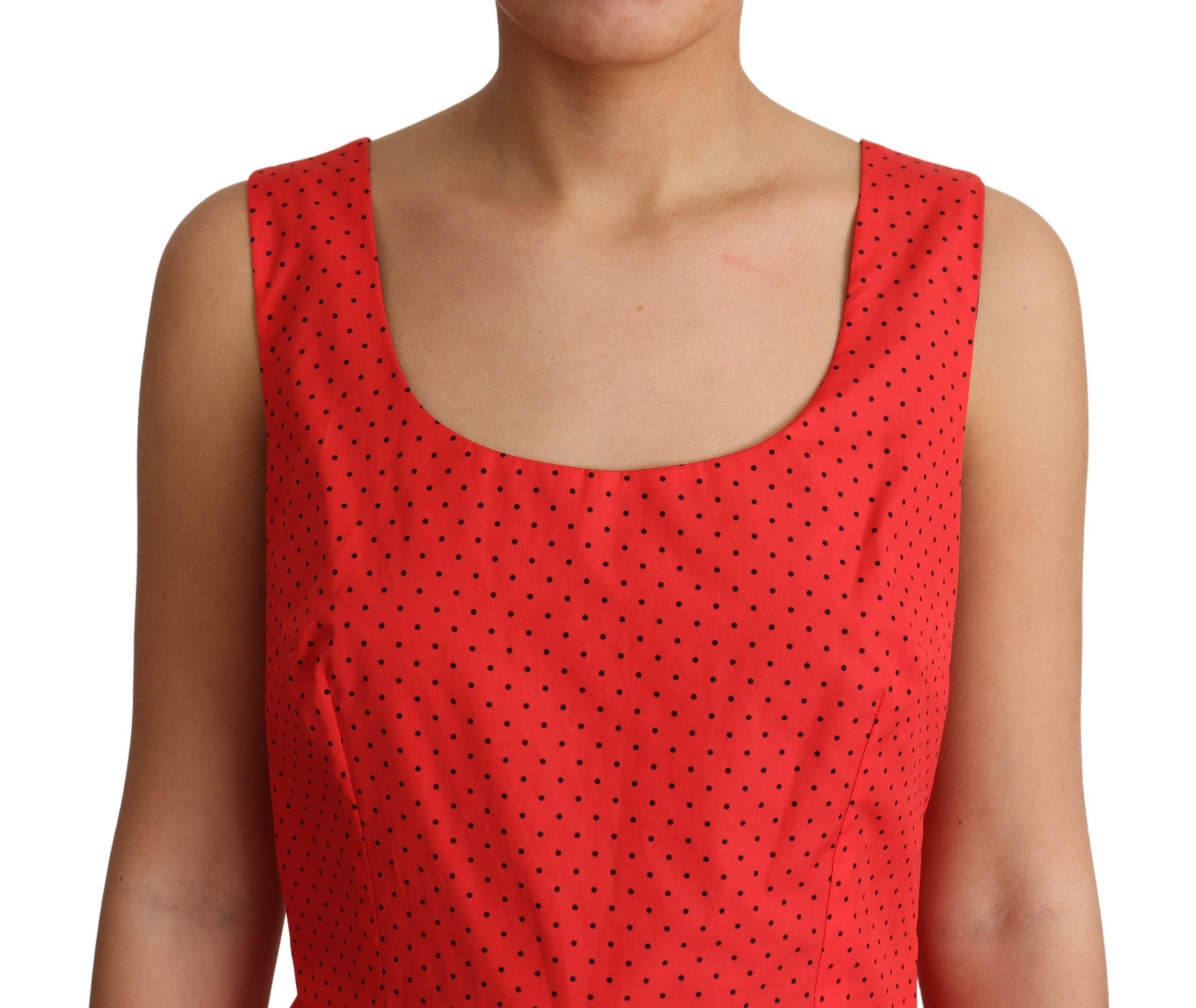Elegant Polka Dotted A-Line Sleeveless Dress - ventzia