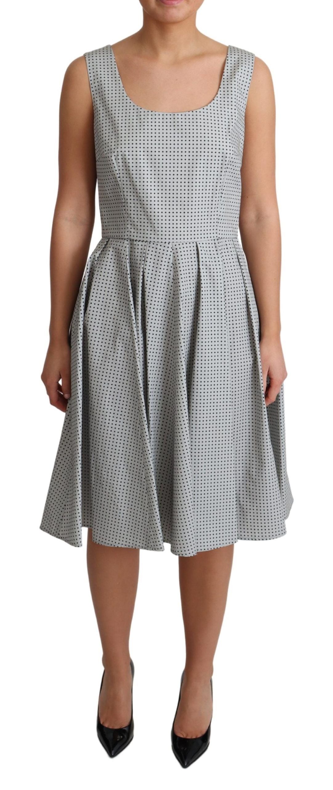 Chic Polka Dotted Sleeveless A-Line Dress - ventzia