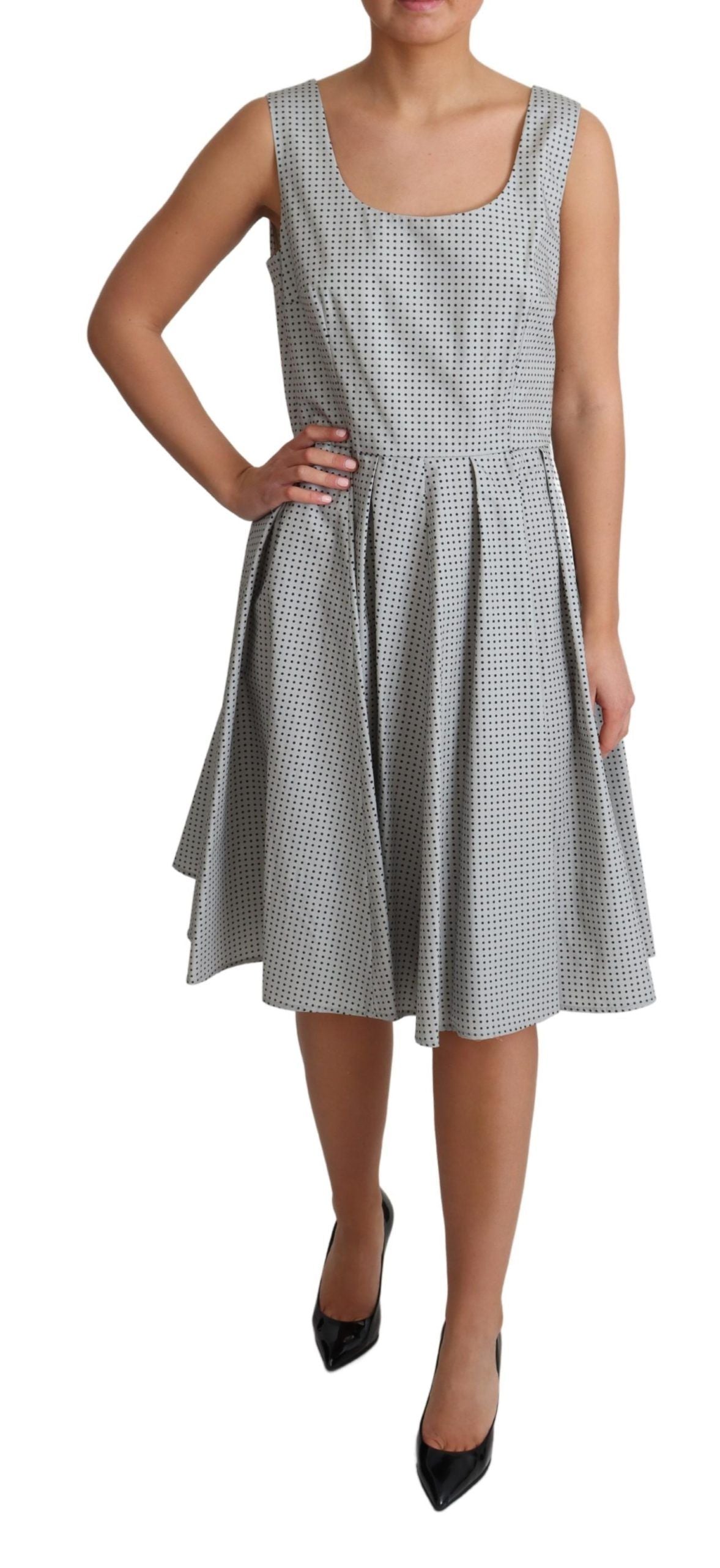 Chic Polka Dotted Sleeveless A-Line Dress - ventzia