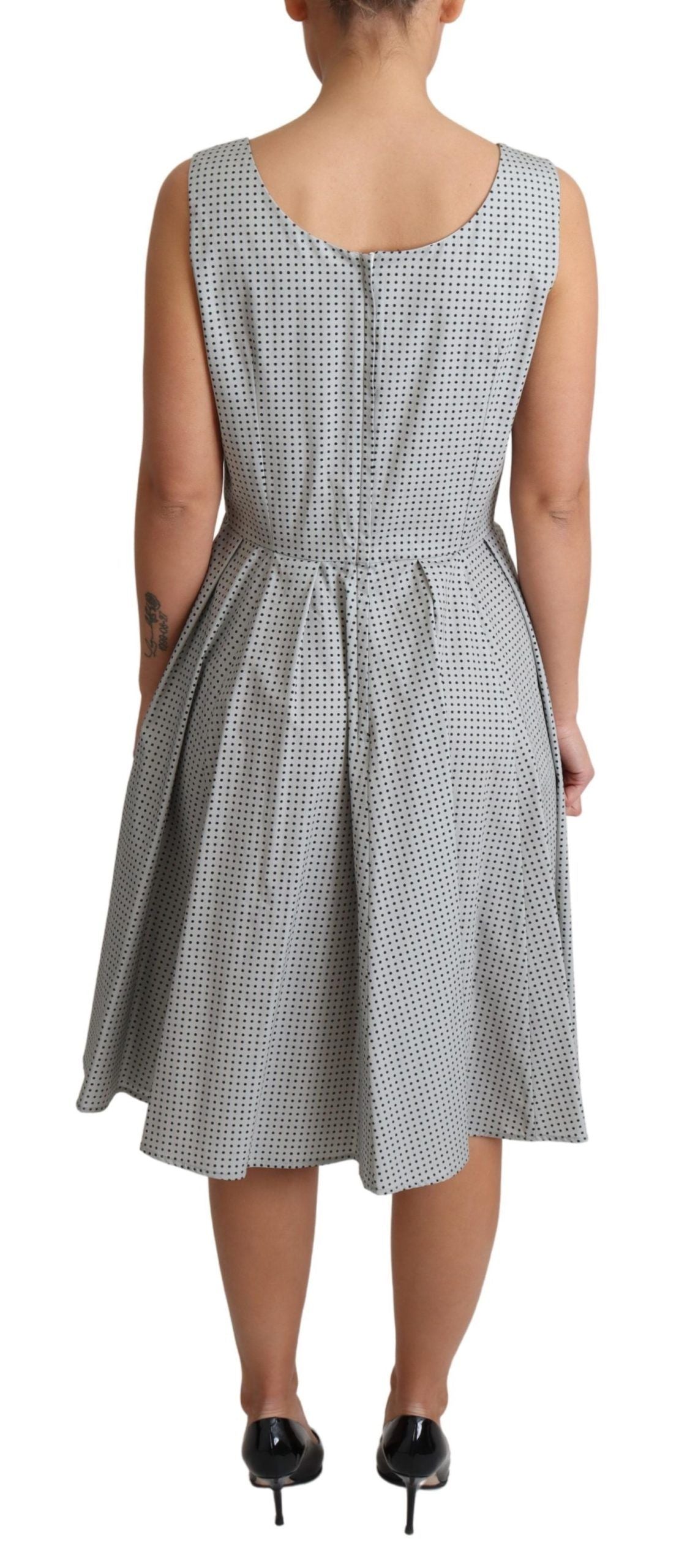 Chic Polka Dotted Sleeveless A-Line Dress - ventzia