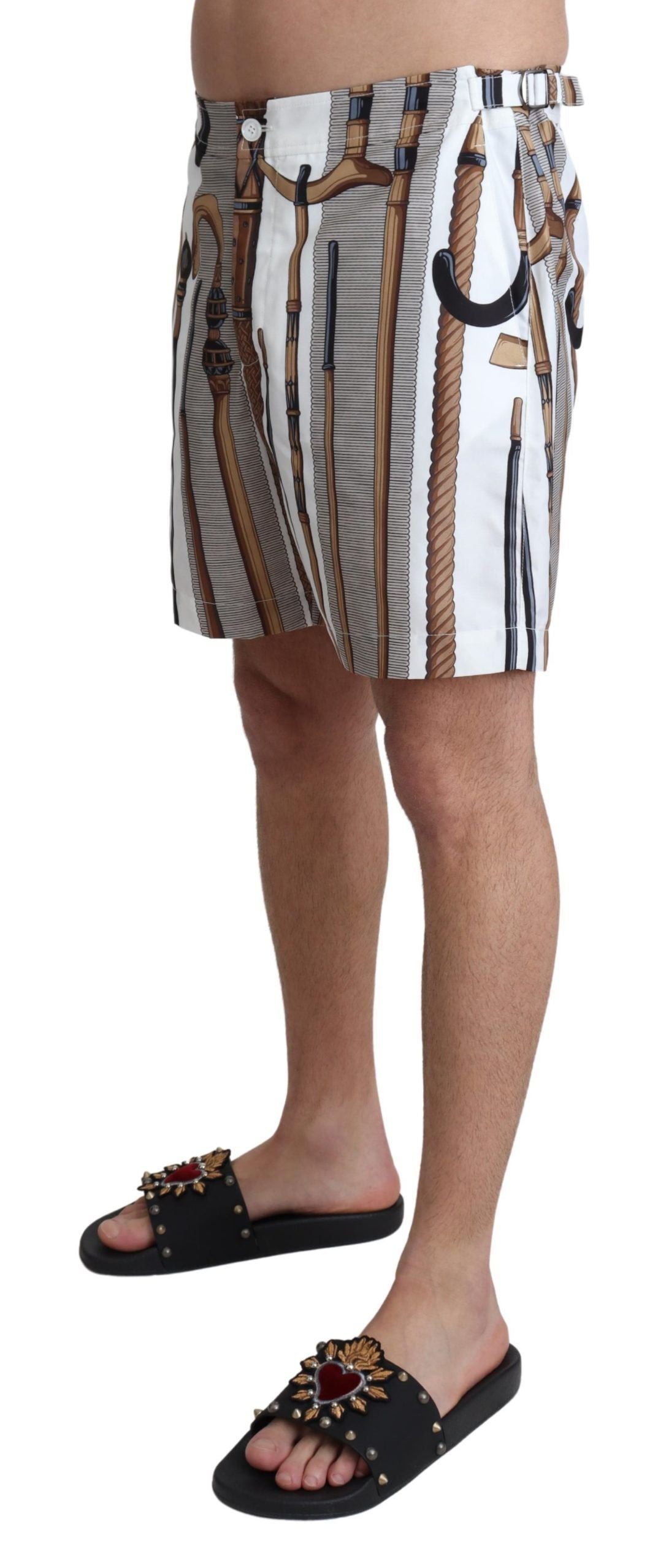 Elegant White Multicolor Swim Shorts - ventzia