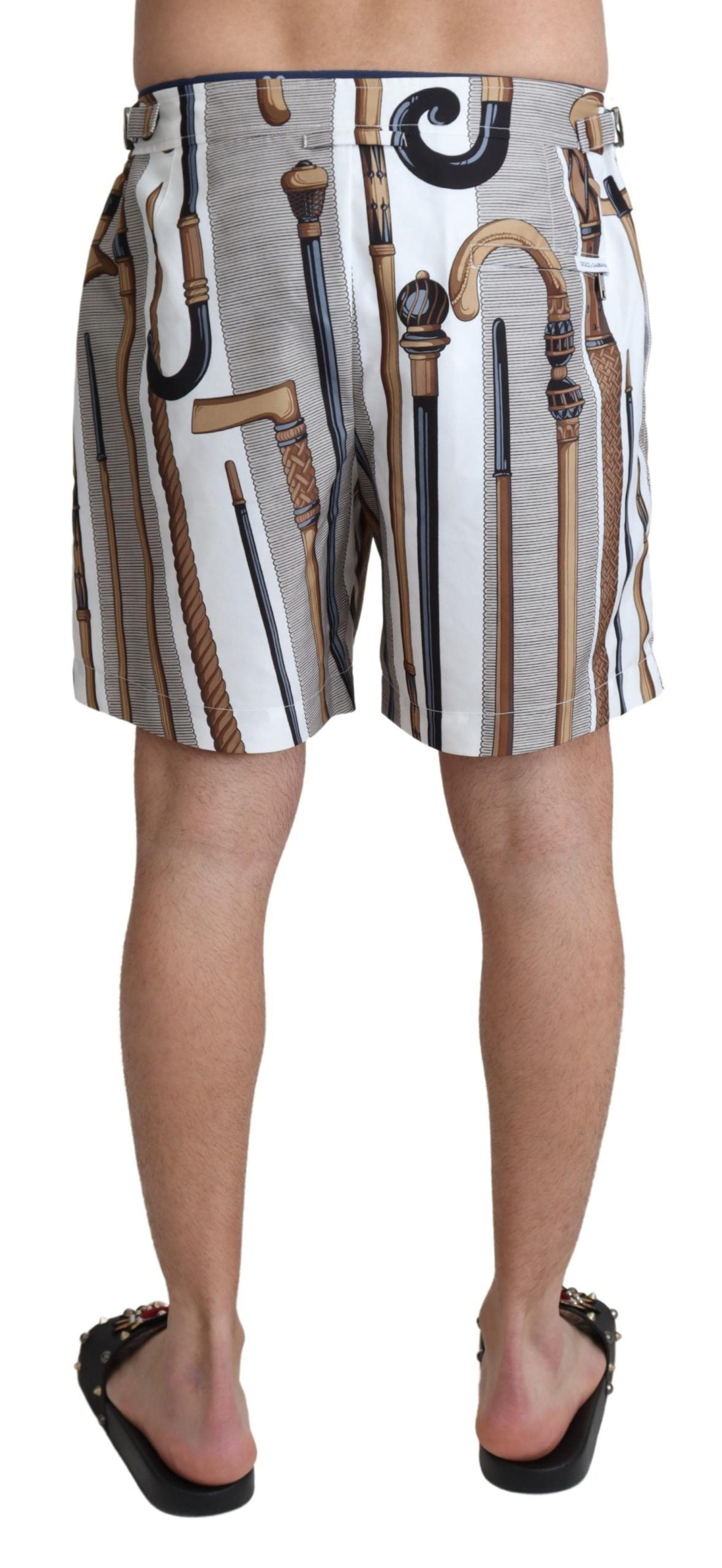 Elegant White Multicolor Swim Shorts - ventzia