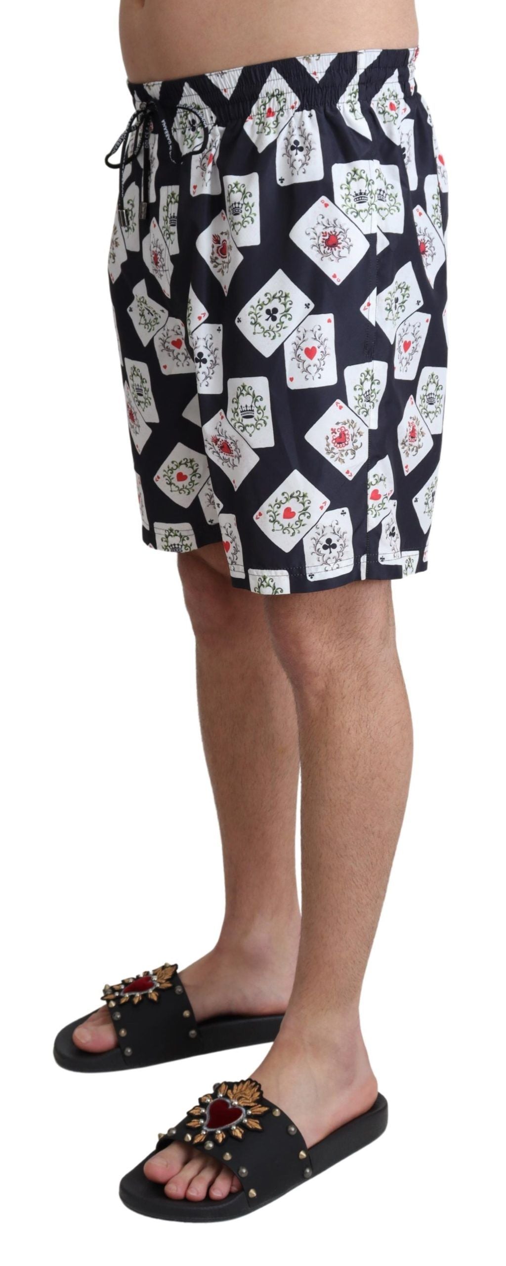 Multicolor Card Deck Printed Swim Trunks - ventzia