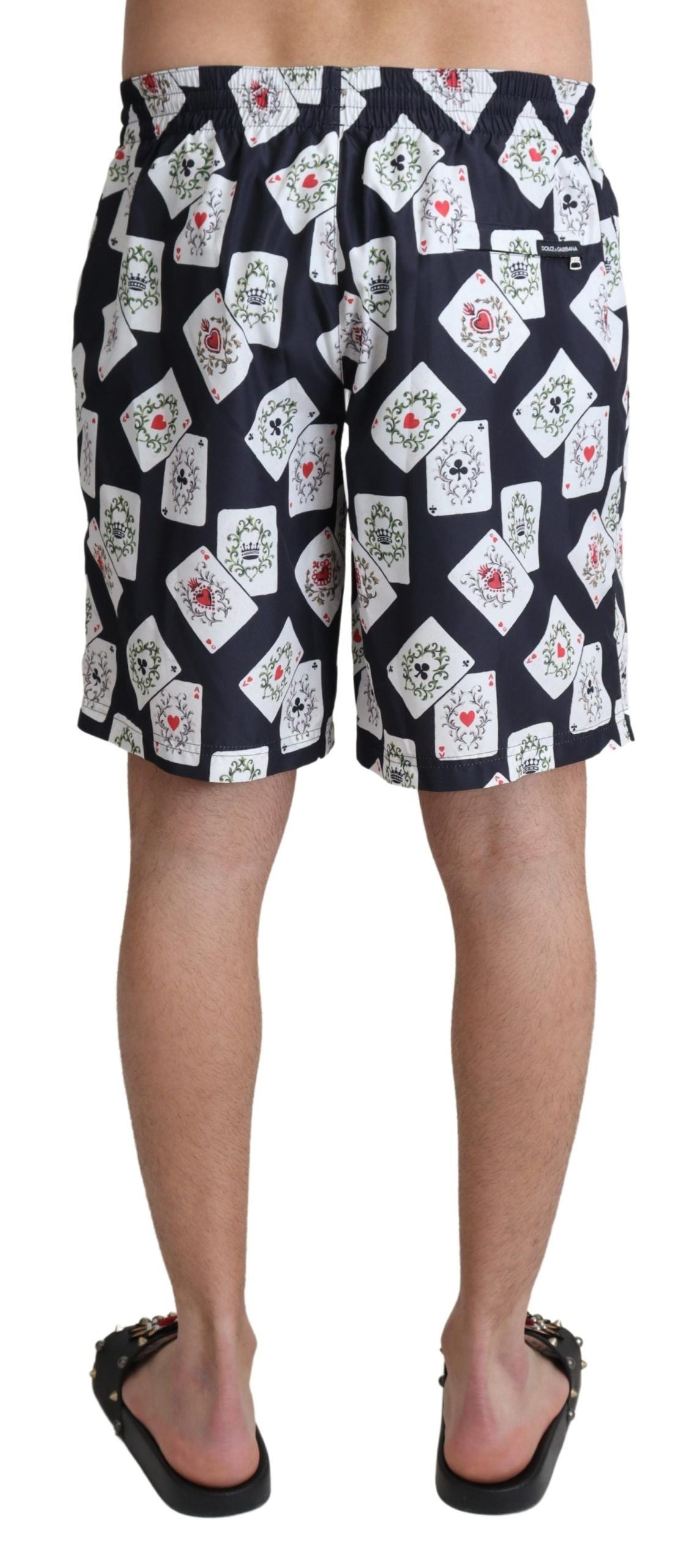 Multicolor Card Deck Printed Swim Trunks - ventzia