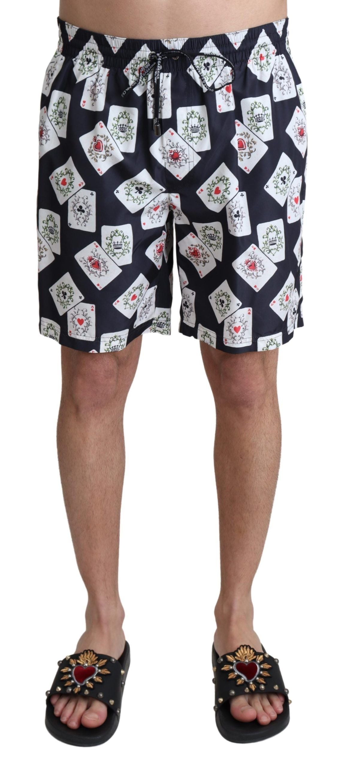 Multicolor Card Deck Printed Swim Trunks - ventzia