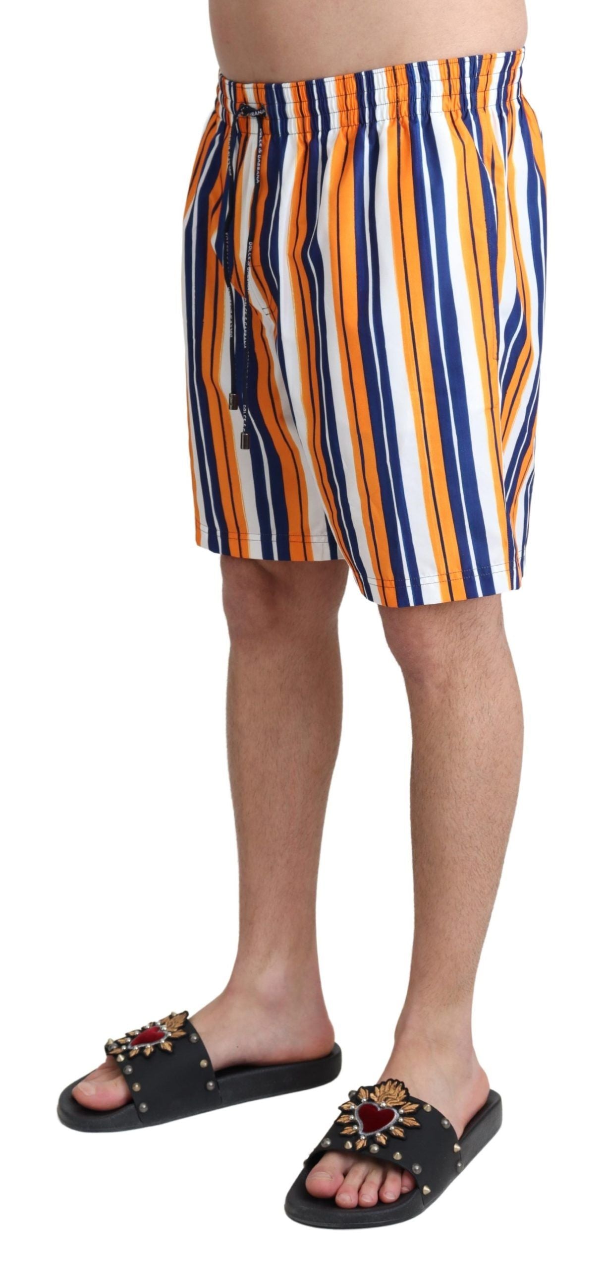 Multicolor Striped Swim Shorts Trunks - ventzia