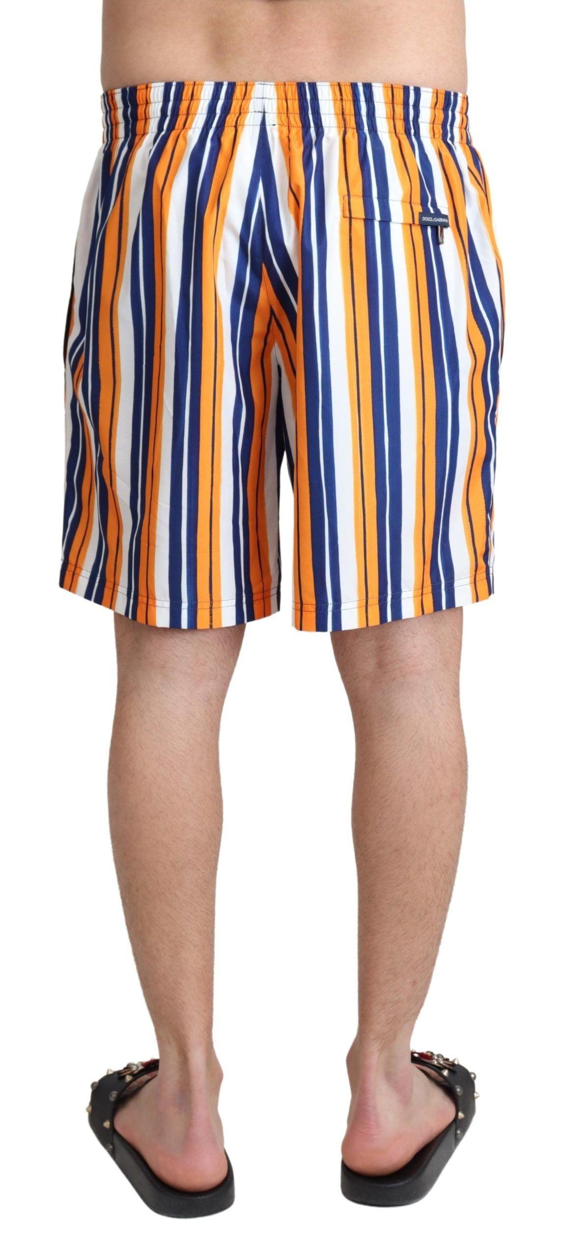 Multicolor Striped Swim Shorts Trunks - ventzia