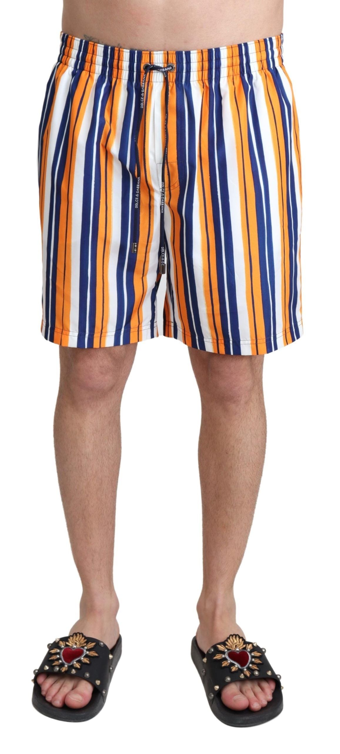 Multicolor Striped Swim Shorts Trunks - ventzia