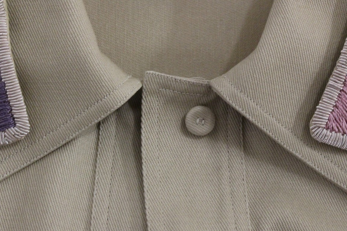 Sleeveless Beige Cotton Tank Top with Brooches - ventzia
