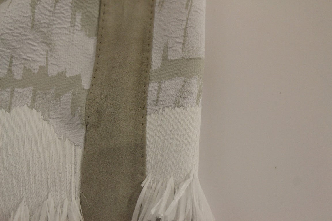 Elegant Pencil Skirt in White and Gray Tones - ventzia