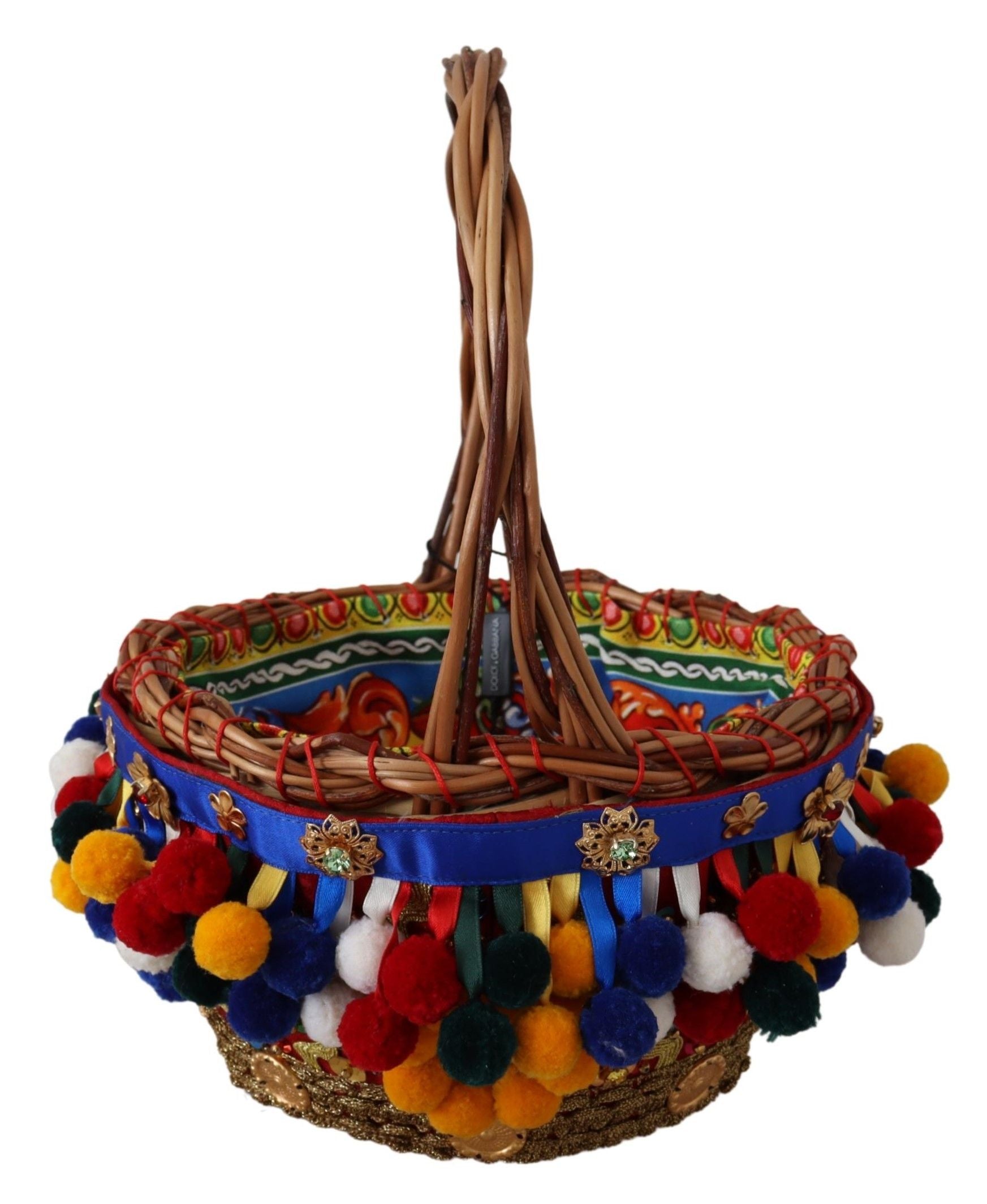 Multicolor Embellished Wicker Tote - ventzia