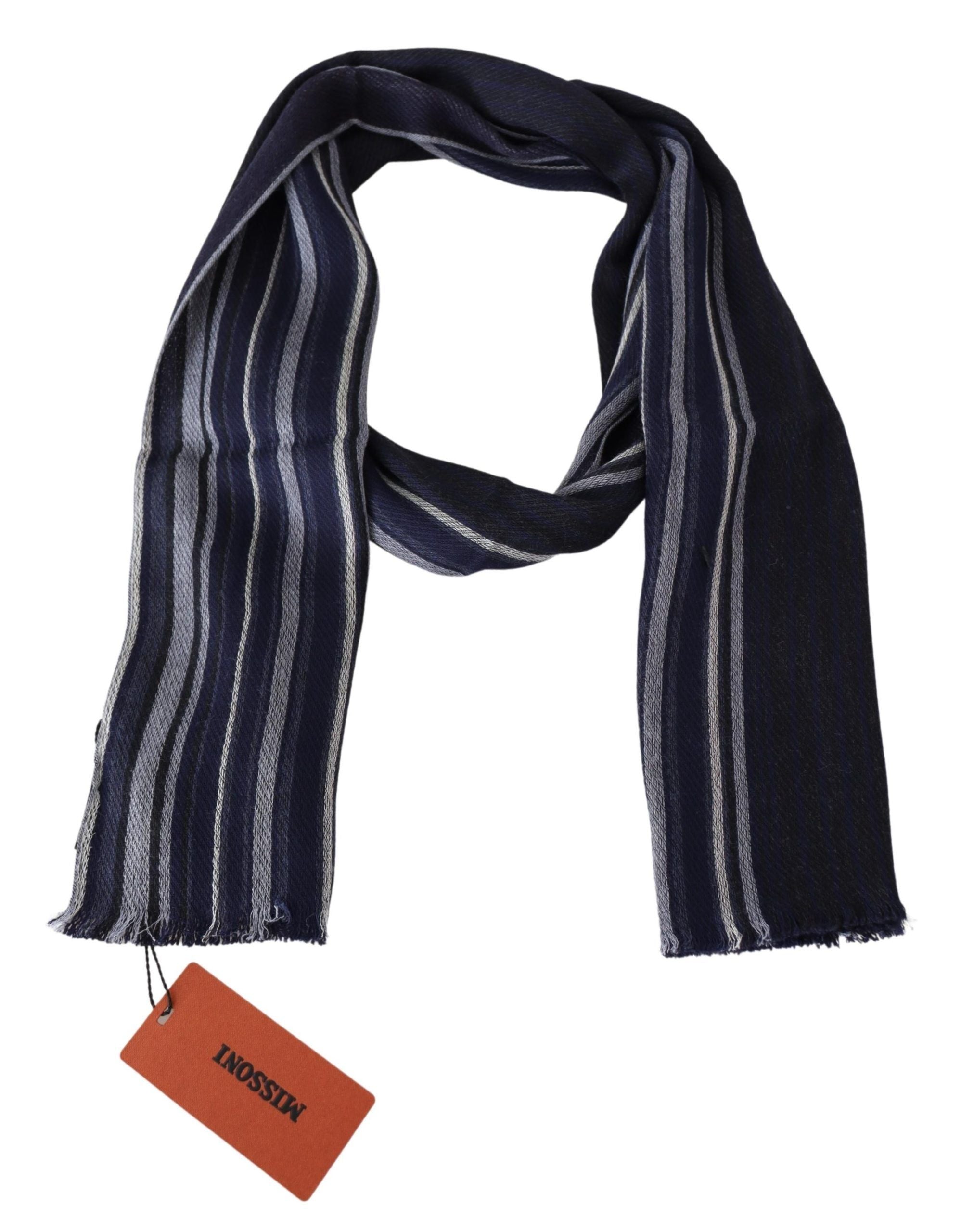Chic Multicolor Wool Silk Striped Scarf - ventzia